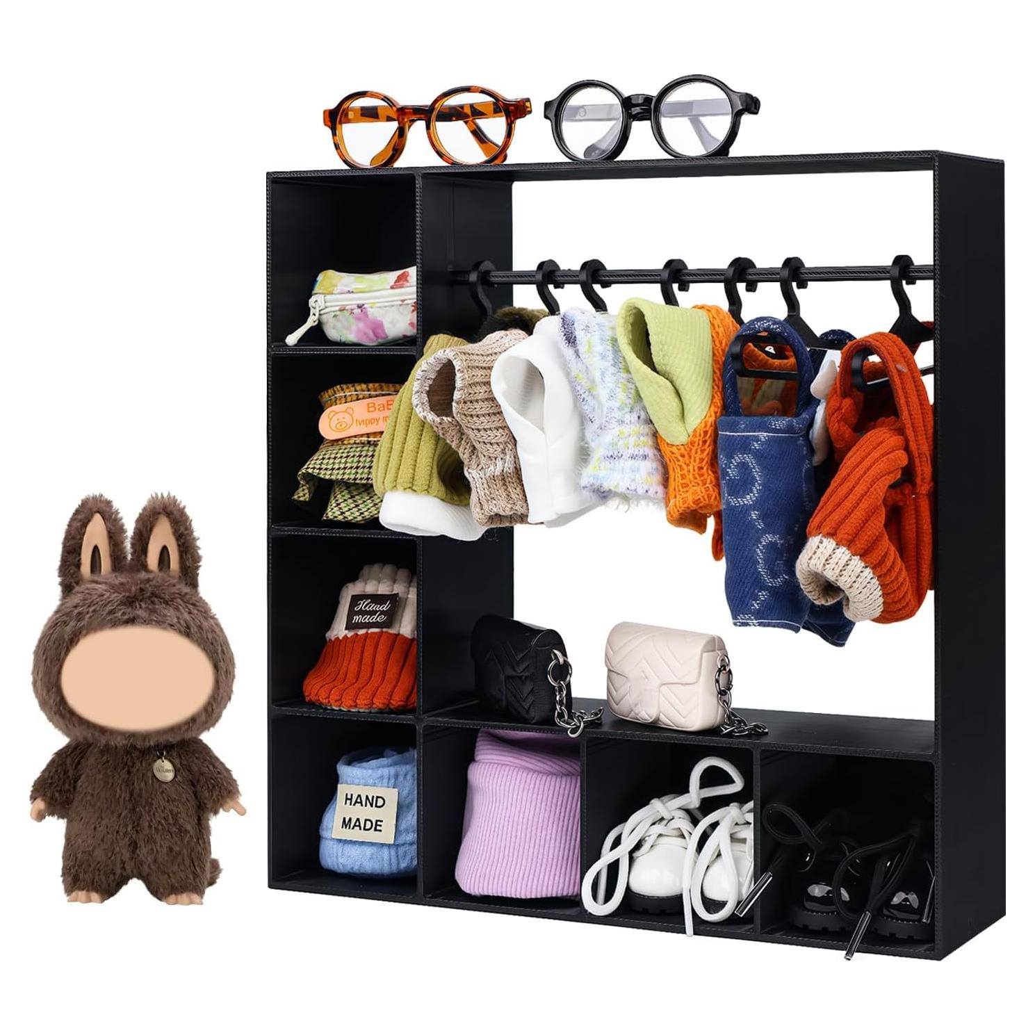 Armario de Ropa para Muñecas Rain Bunny con 10 Perchas Negro