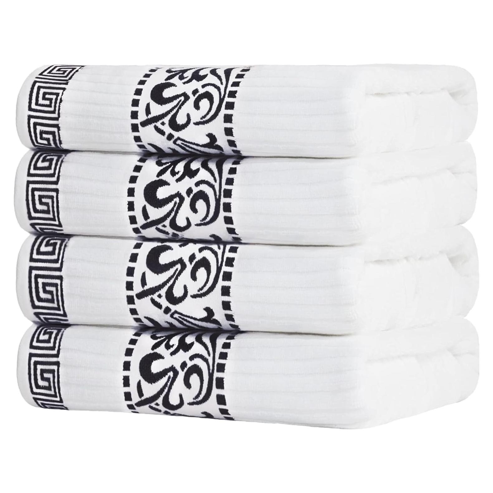 Juego de 4 Toallas de Baño Superior Algodón Atenas Negro