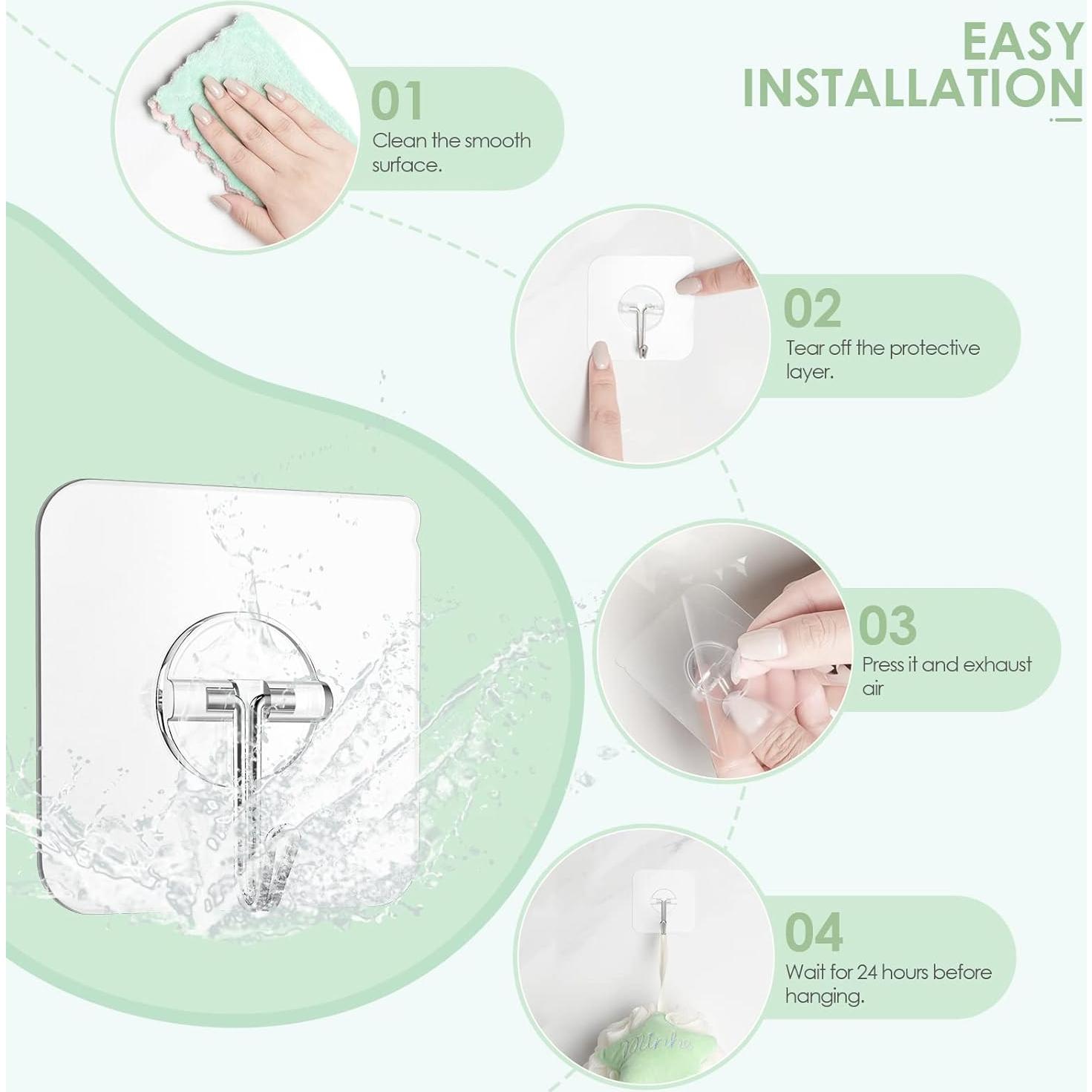 Ganchos Adhesivos Transparentes Lomrsiul - 10 Piezas, 5.9 kg