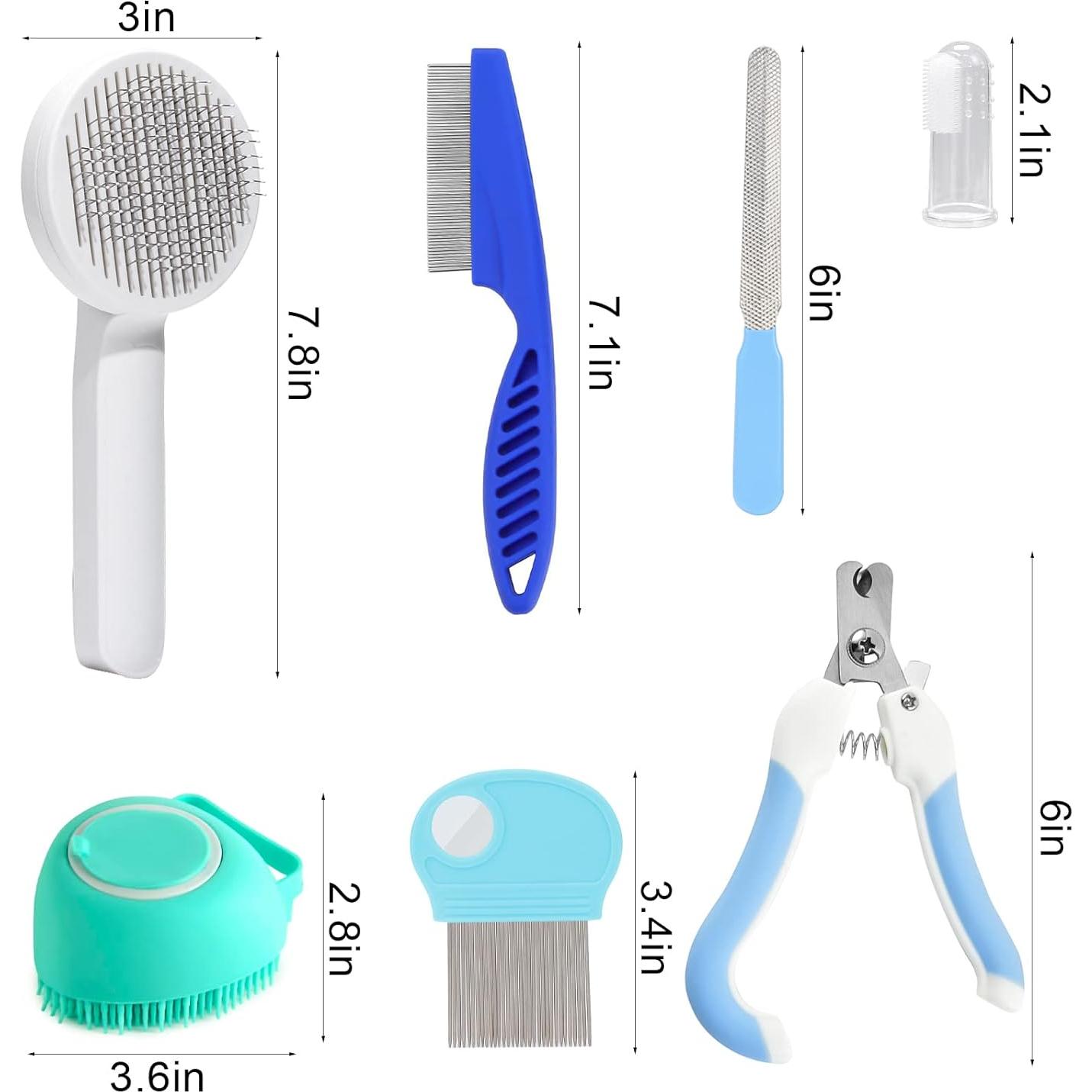 Kit de Cepillos para Gatos VCZONE 8 Piezas con Cortauñas y Peines