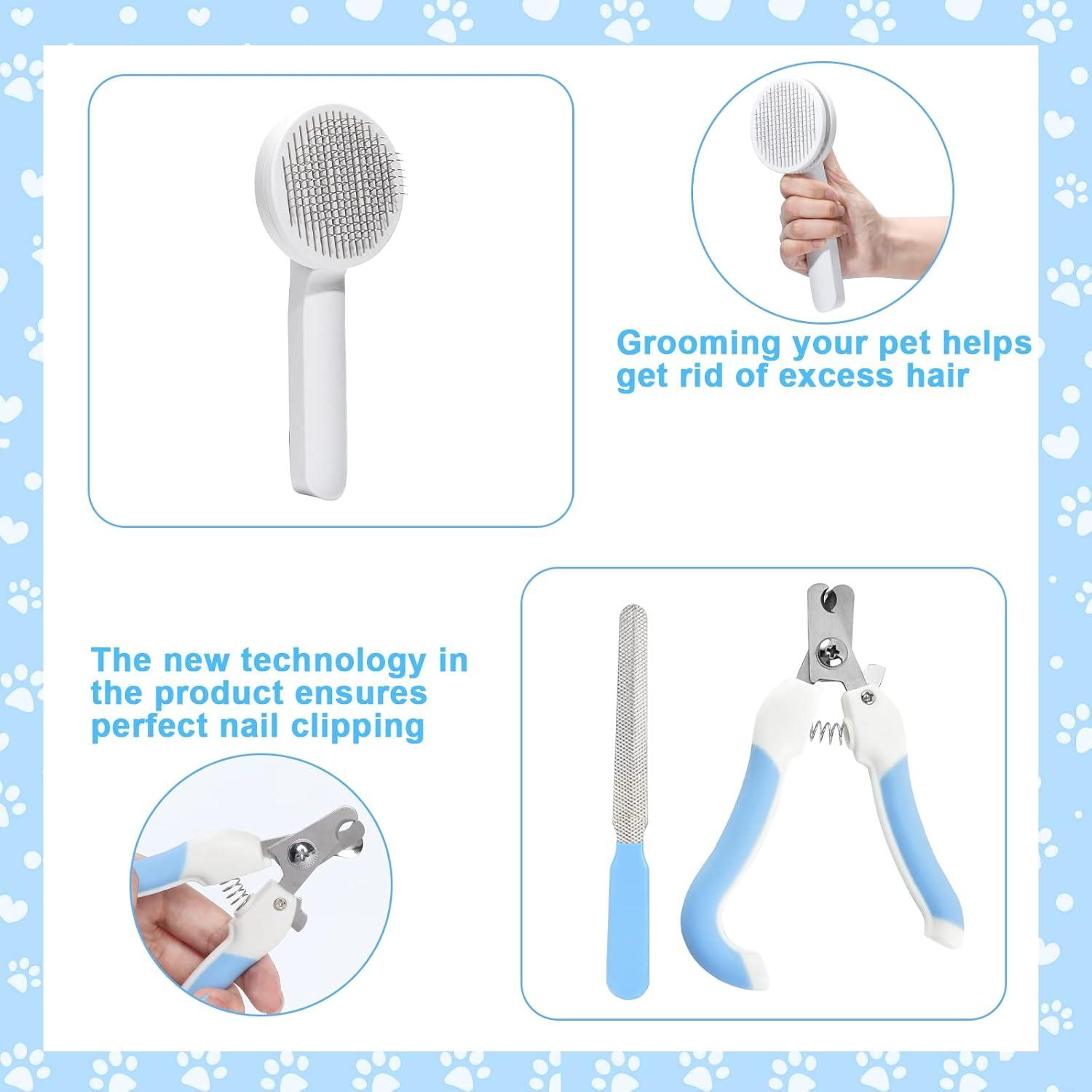 Kit de Cepillos para Gatos VCZONE 8 Piezas con Cortauñas y Peines