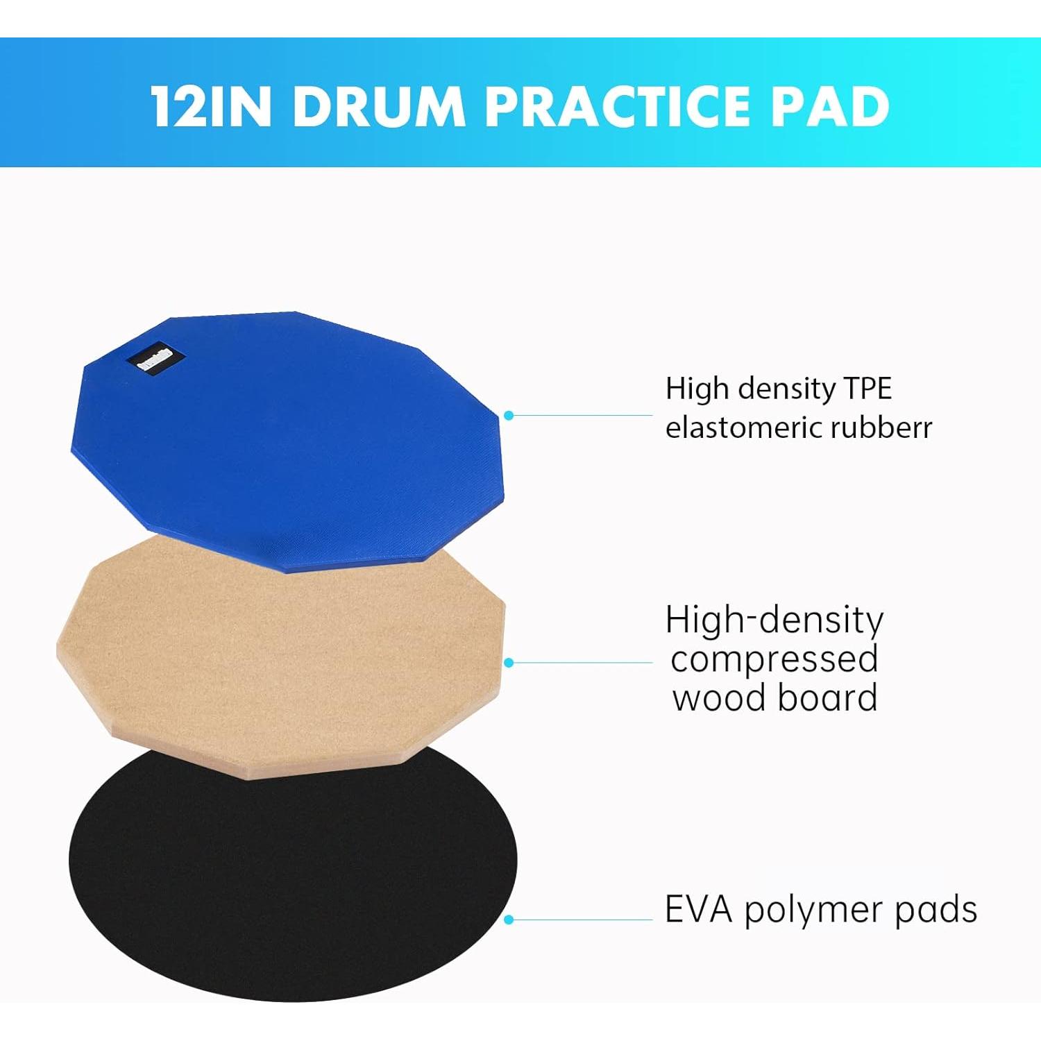 Juego de Pad de Práctica de Tambor GrowDaily 12" Azul