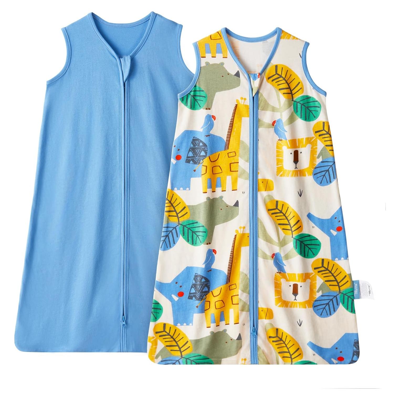 Saco de Sueño TILLYOU 2 Pack Bebés 0-6 Meses Algodón 0.5 TOG