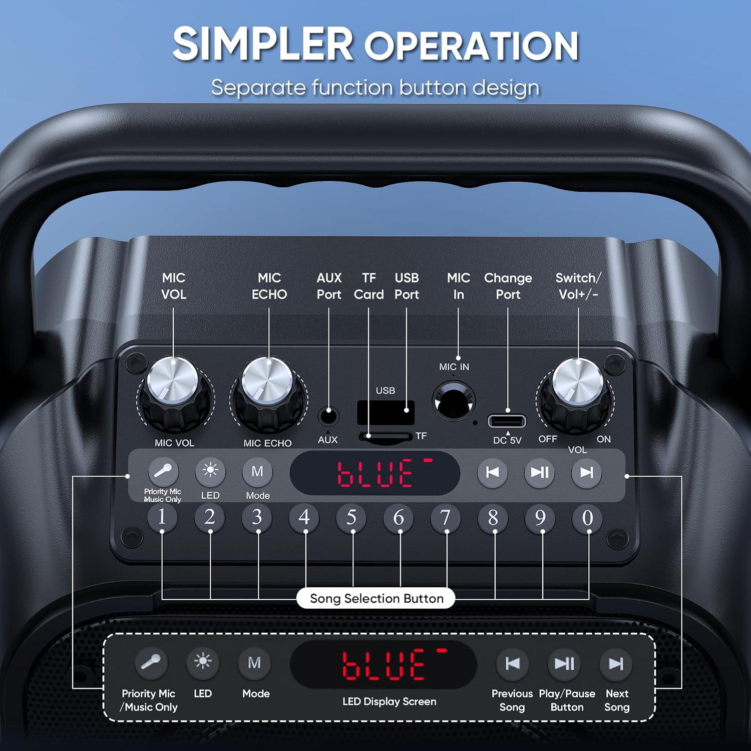 Máquina de Karaoke CYY K9M Bluetooth 15W con 2 Micrófonos