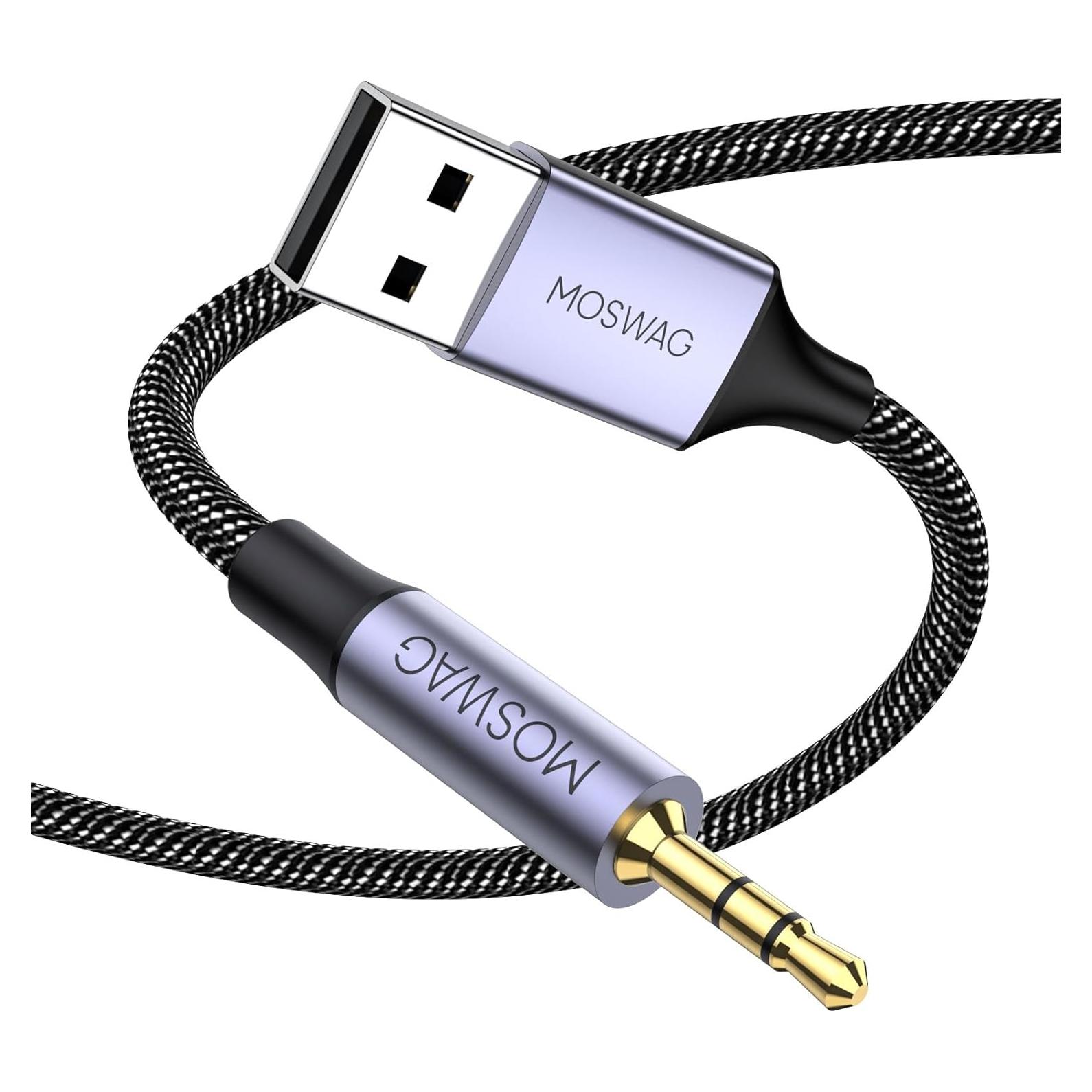 Cable de Audio USB A a 2.5mm MOSWAG 1m para Auriculares