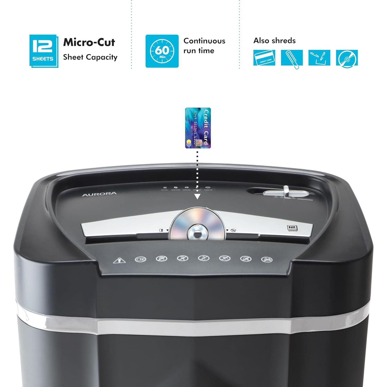 Desgarrador de papel y CD Aurora AU1210ME micro-corte 12 hojas