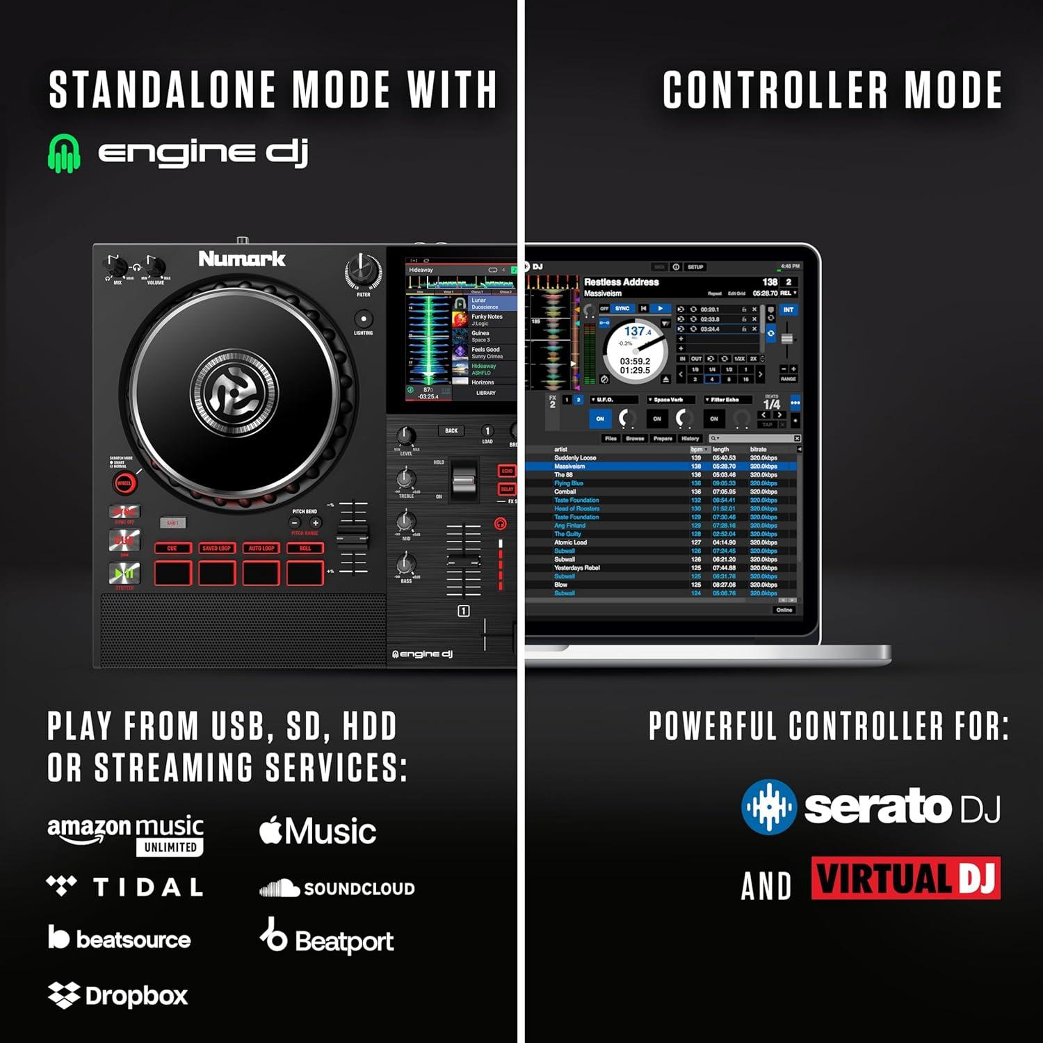 Controlador DJ Numark Mixstream Pro+ 2 decks con altavoces