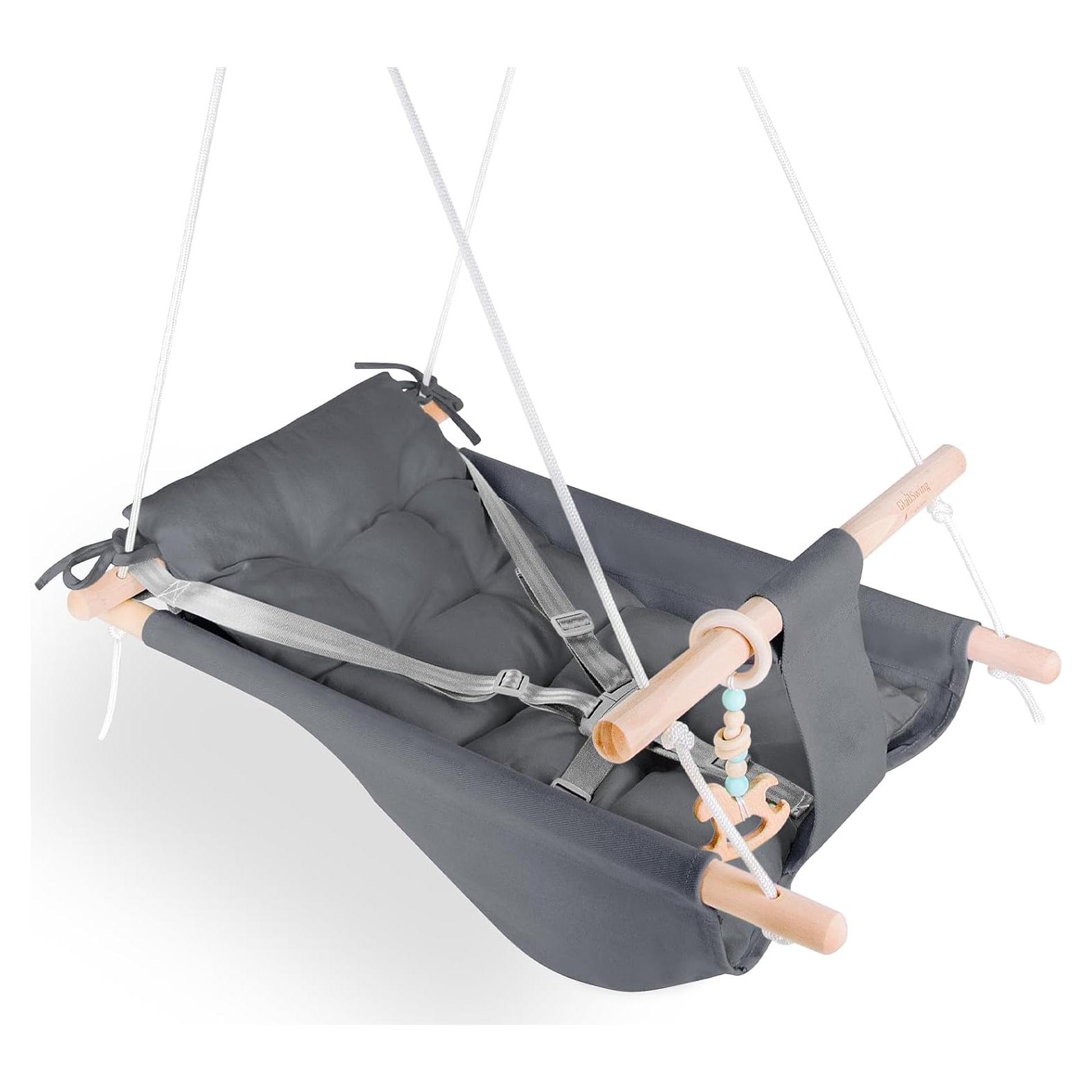 Columpio para Bebés Gladswing Gris Oscuro, 3 Modos, Arnés 5 Puntos