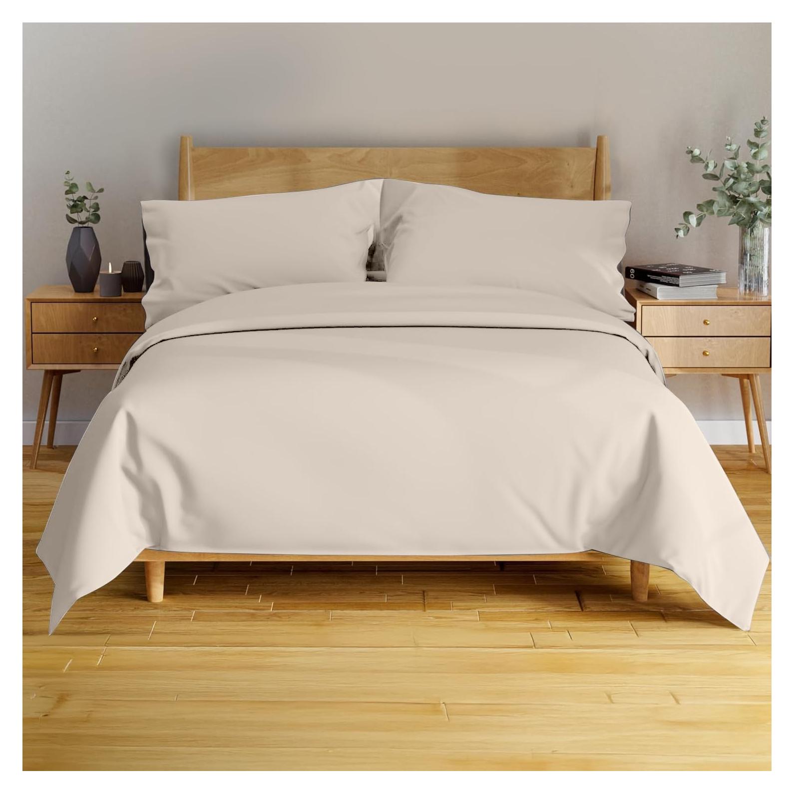 Conjunto de Sábanas BAMPURE Queen 100% Viscosa de Bambú Beige