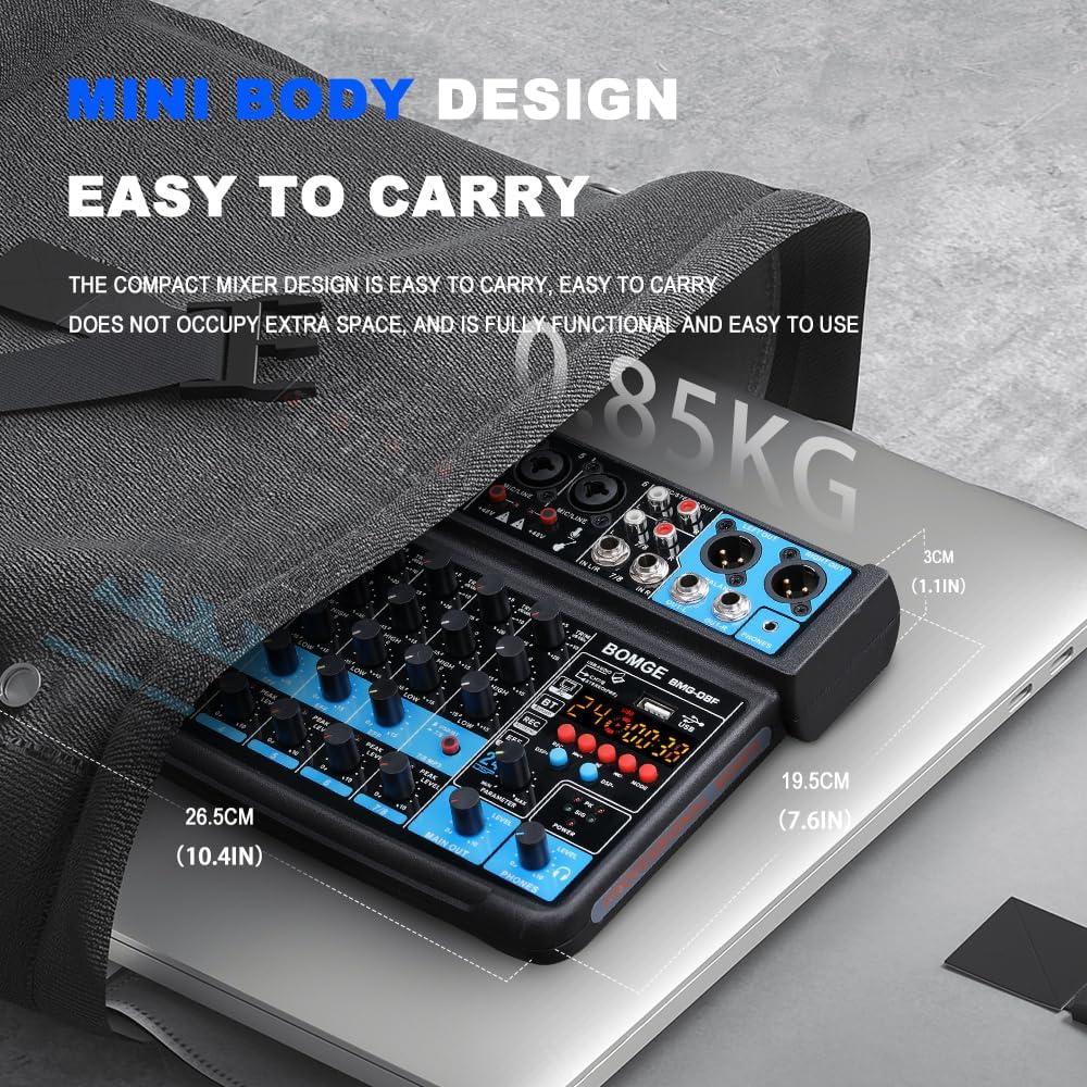 Mezclador de audio BOMGE 8 canales USB Bluetooth 48V DSP