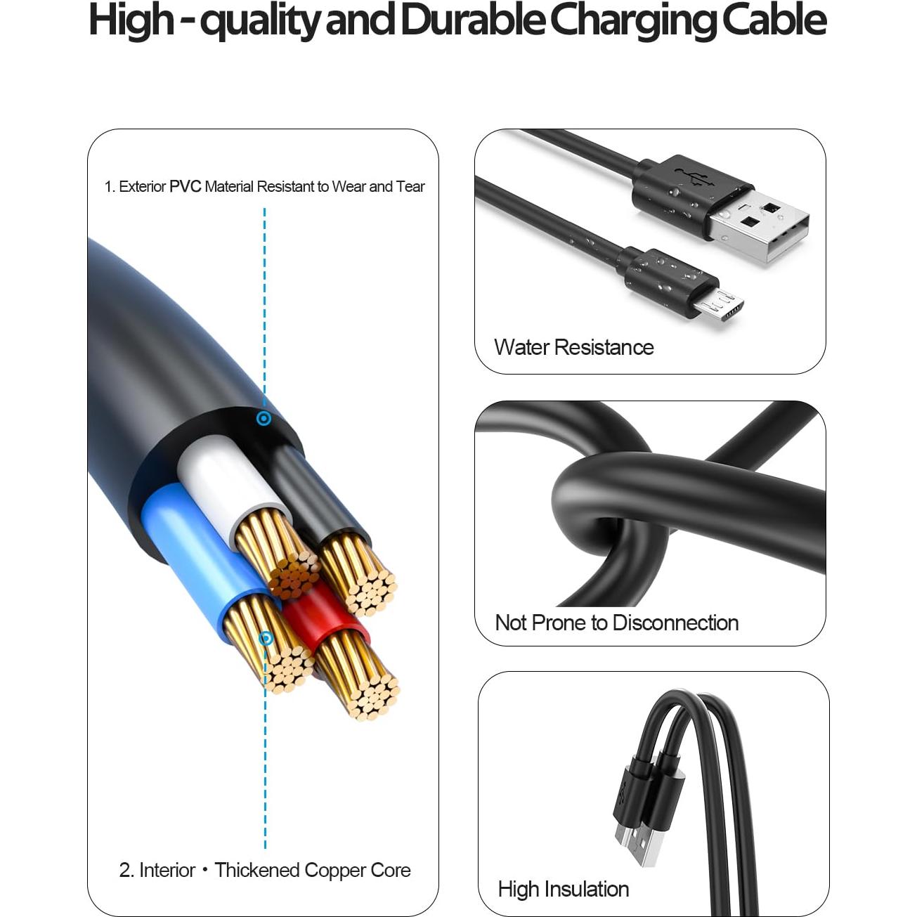 Cable de Carga Micro USB Superer 1.52m para PS4 Xbox Roku