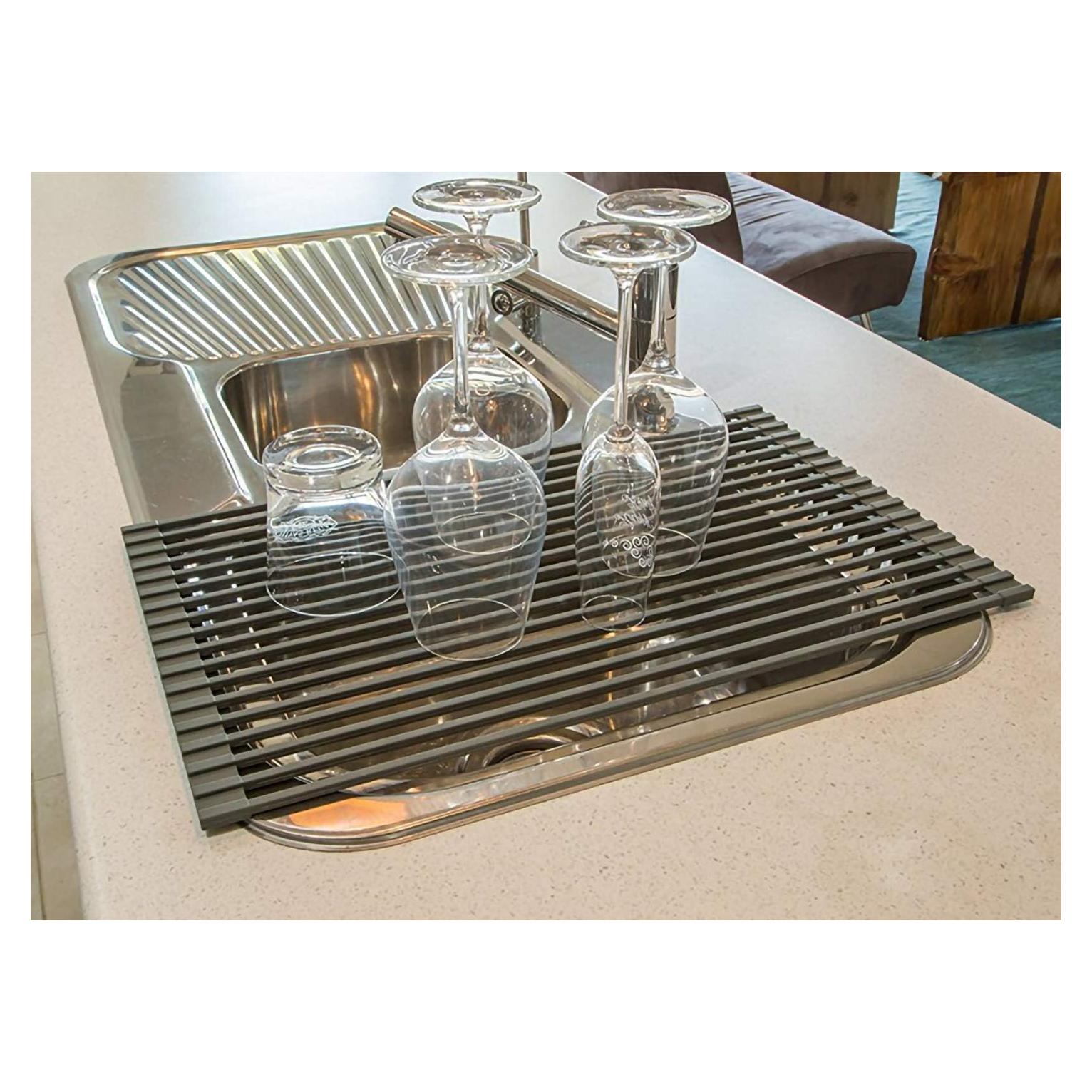 Estante de Secado de Platos Ahyuan 20.5'' Gris Oscuro Antideslizante