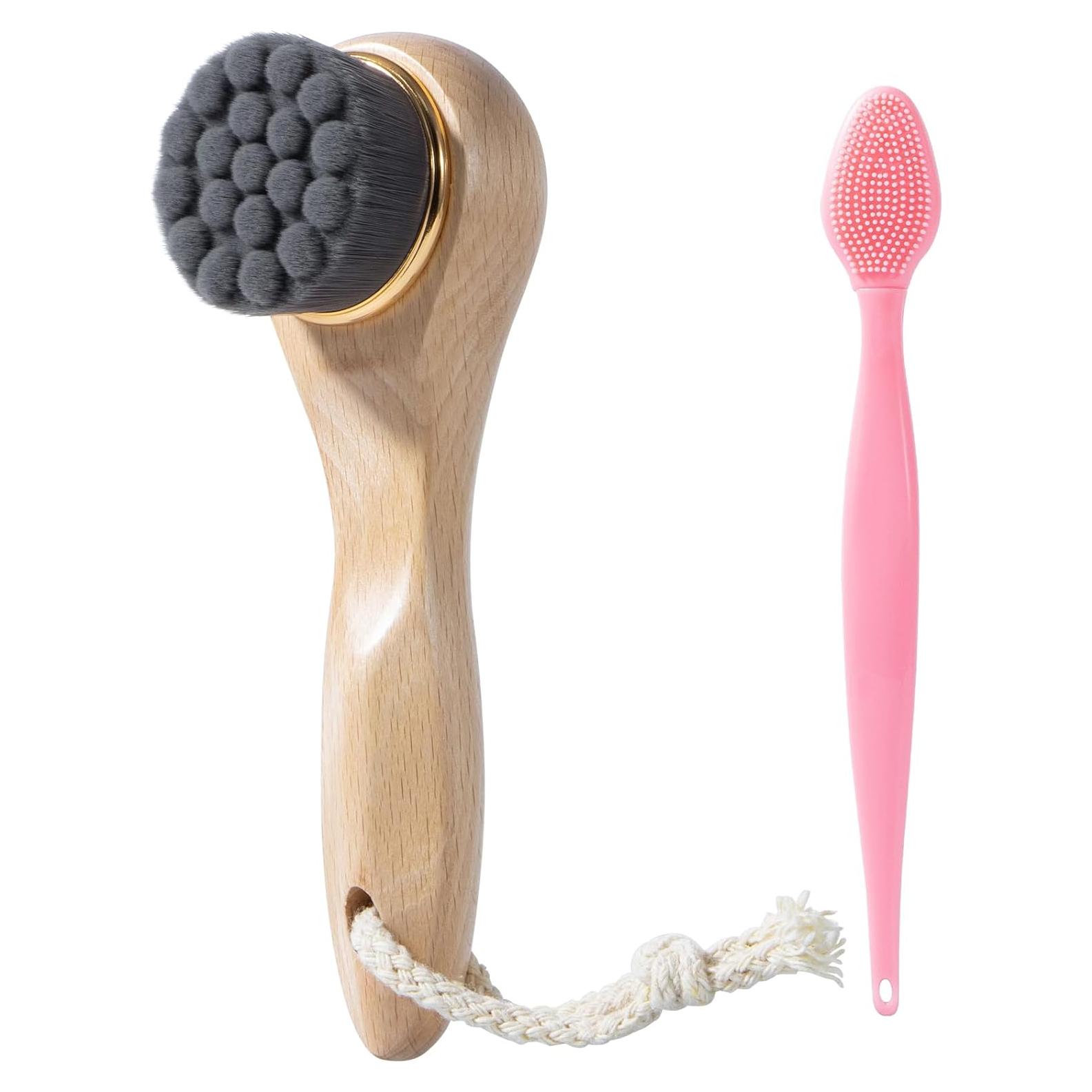 Cepillo Facial Beomeen con Mango de Madera y Fibra de Bambú