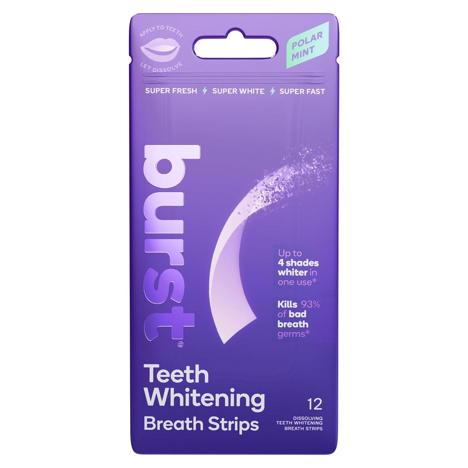 Tiras Blanqueamiento Dental Burst Menta Polar 12 Unidades