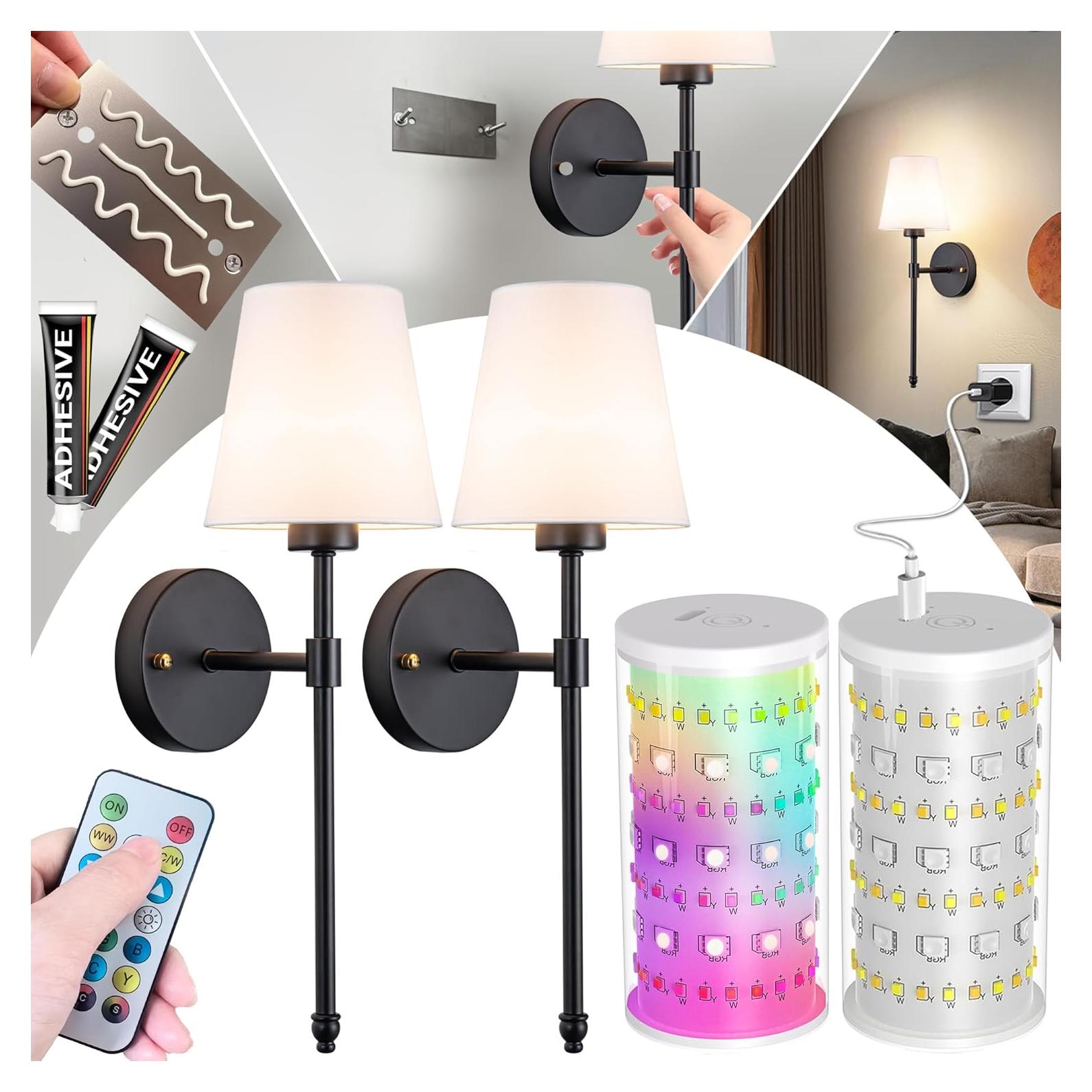 Aplique de Pared Inalámbrico Vimhou 50.8cm 2 Pack Negro