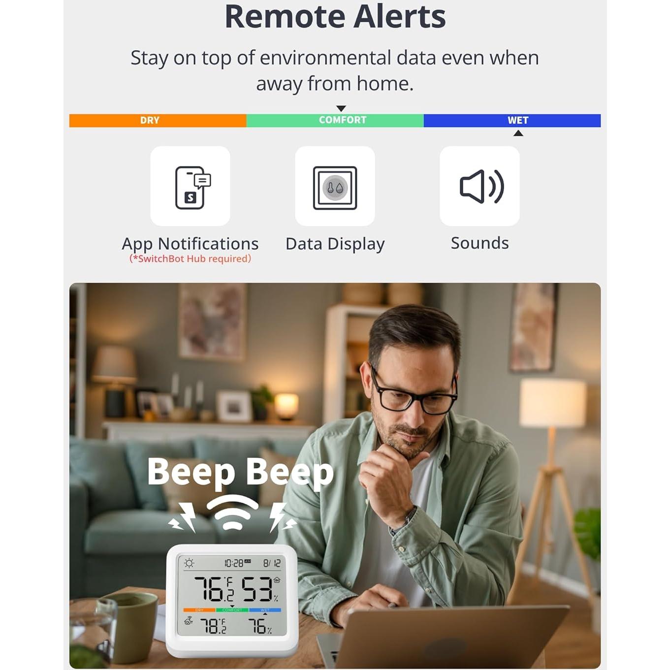 SwitchBot Termómetro Higrómetro Pro WiFi 5-en-1 con Sensor