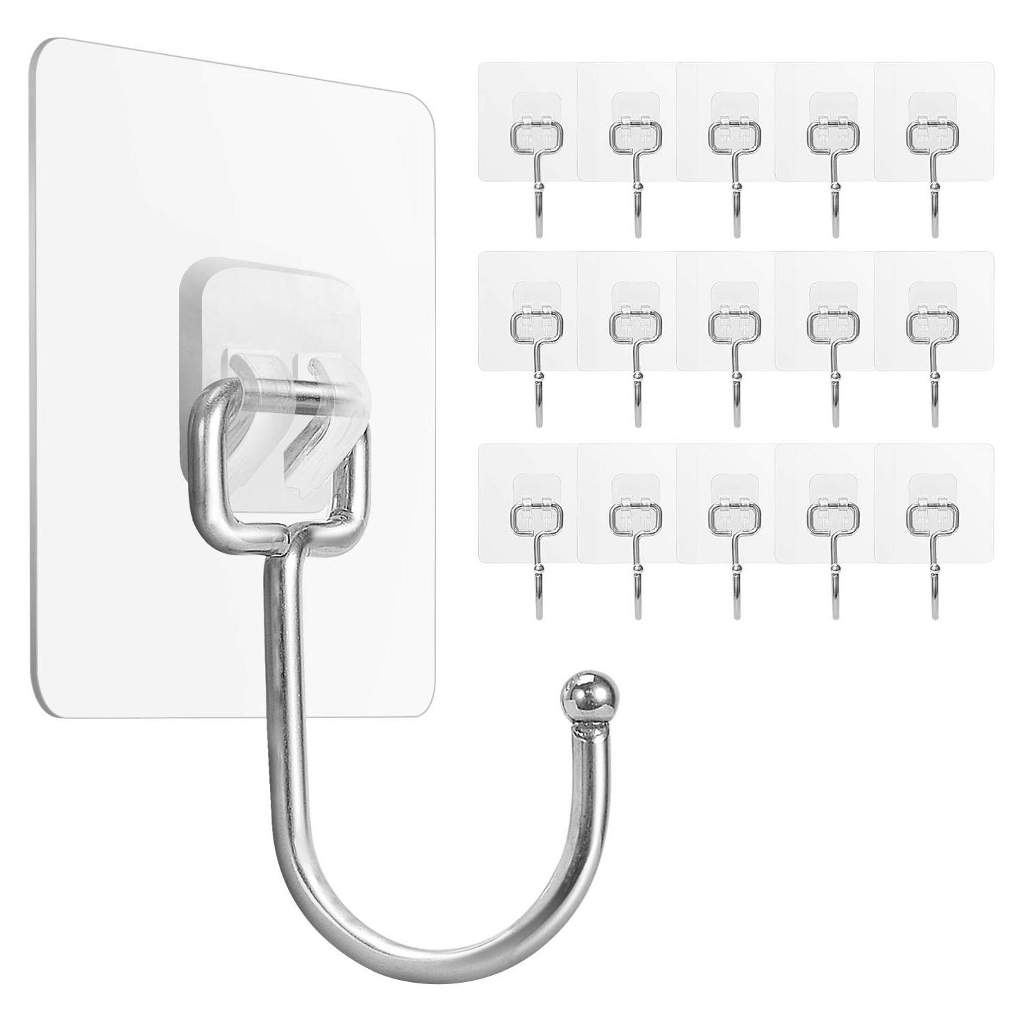 Ganchos Adhesivos Grandes FACURY 10kg Acero Inoxidable 16 Piezas