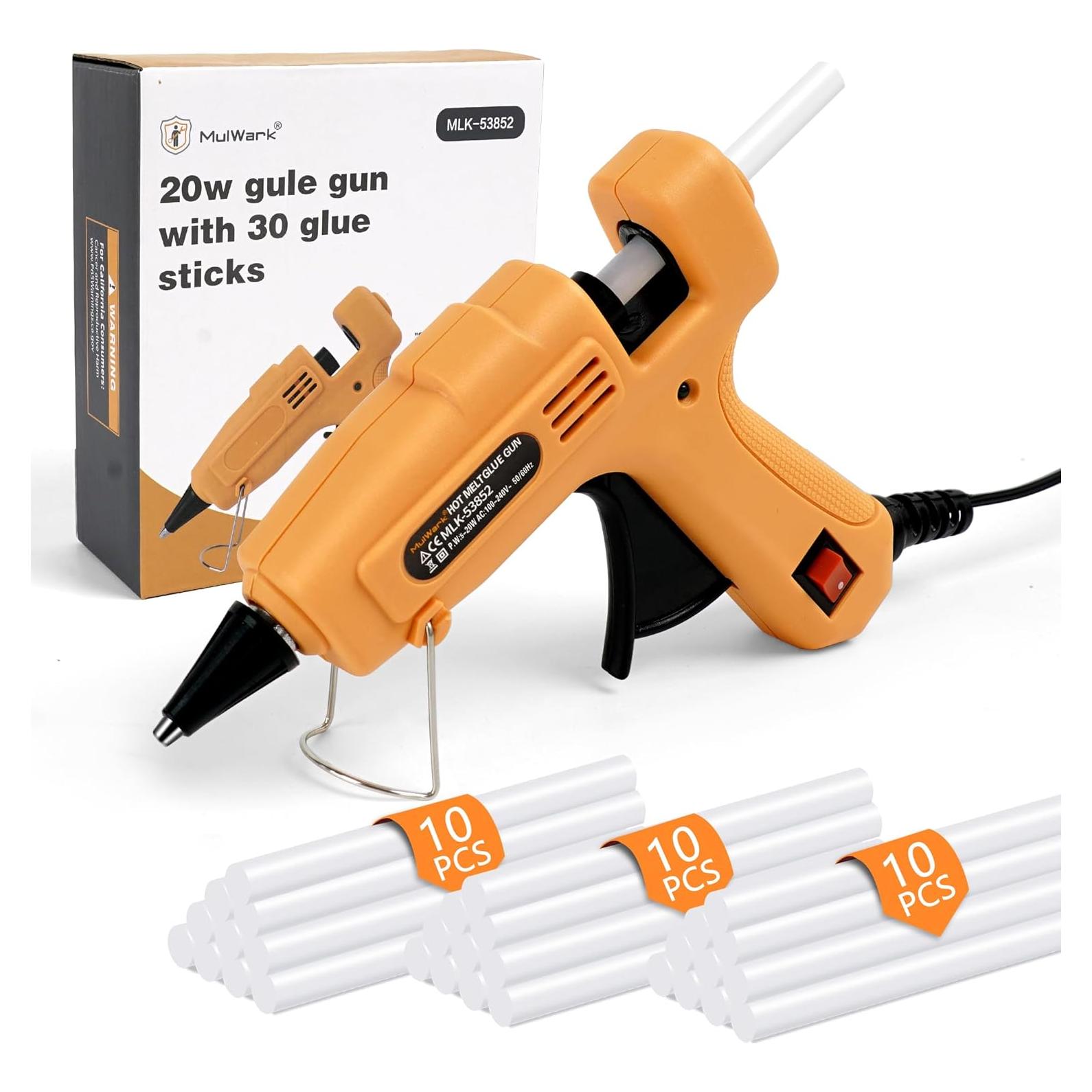 Pistola de Pegamento Caliente Mulwark 20W Mini con 30 Palitos