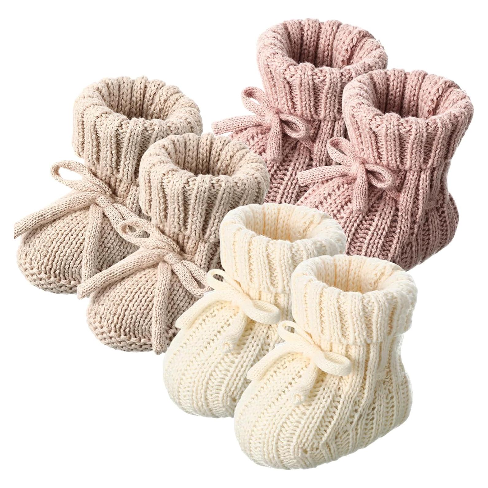 3 Pares de Botines de Bebé Tejidos 0-6 Meses Algodón