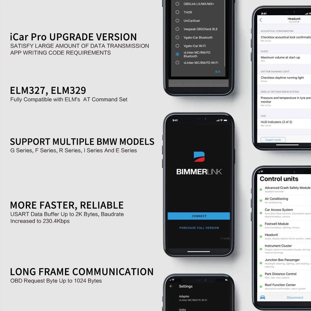 Lector de Códigos OBD2 Bluetooth Vgate vLinker BM para Android y Windows