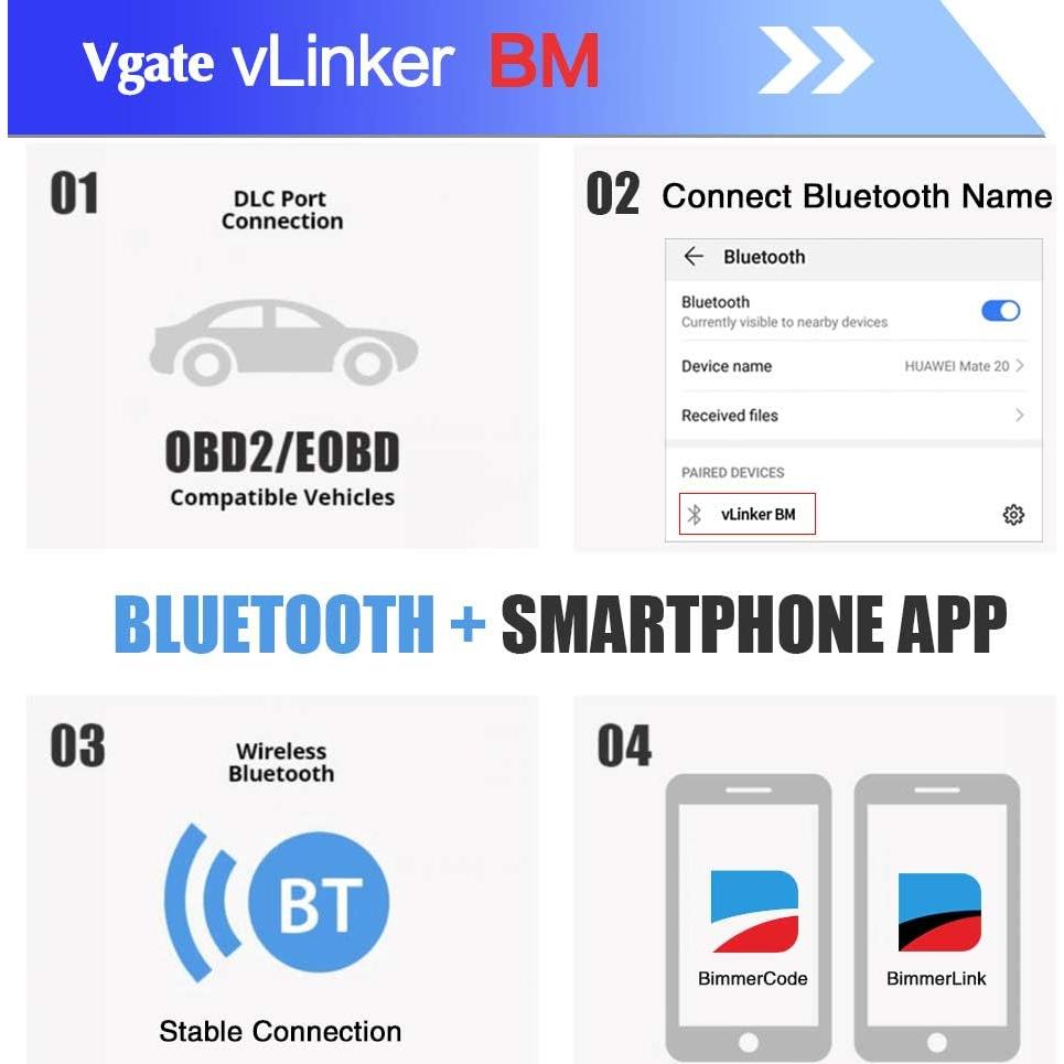 Lector de Códigos OBD2 Bluetooth Vgate vLinker BM para Android y Windows