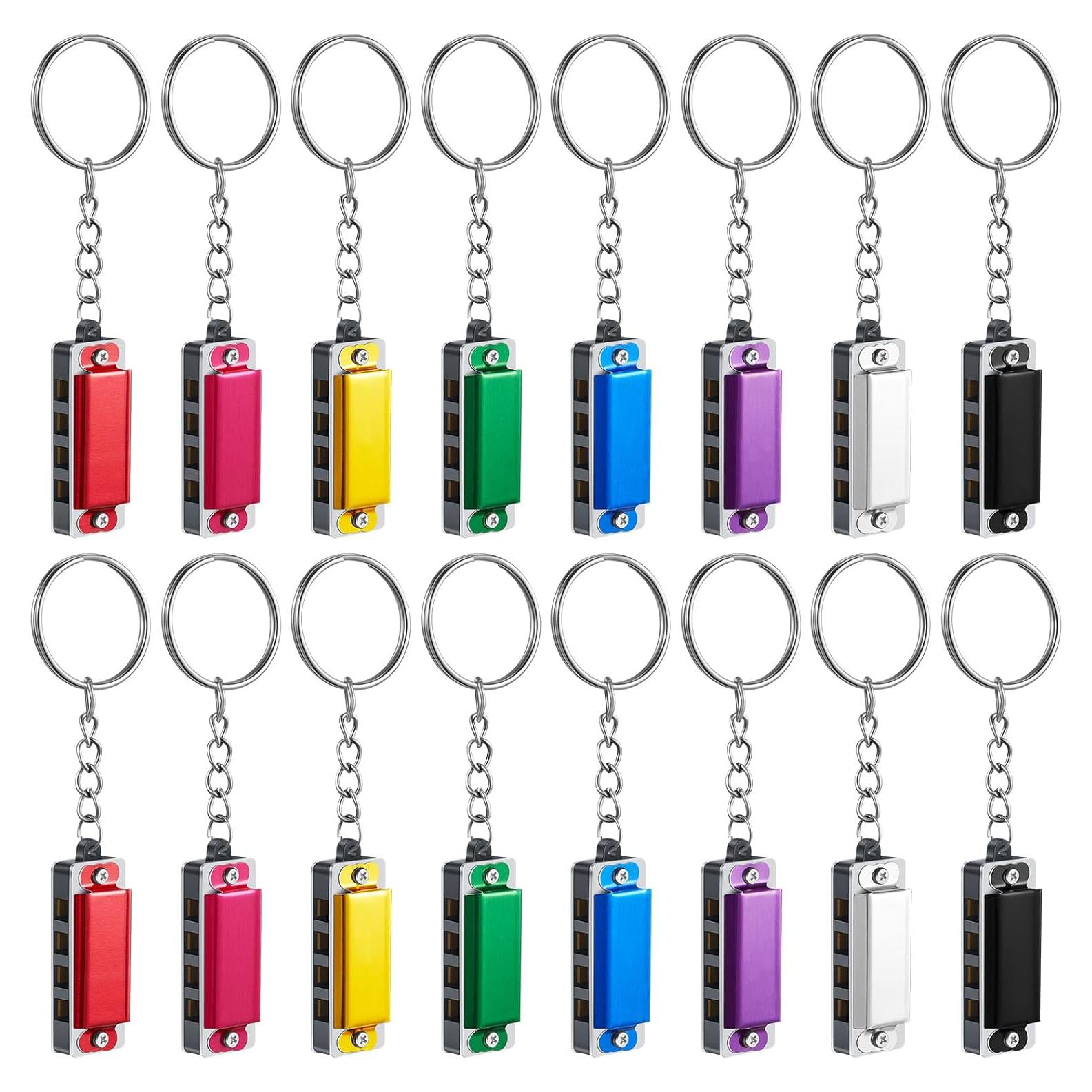 16 Mini Armónicas Llavero Ecally Multicolor 4 Agujeros