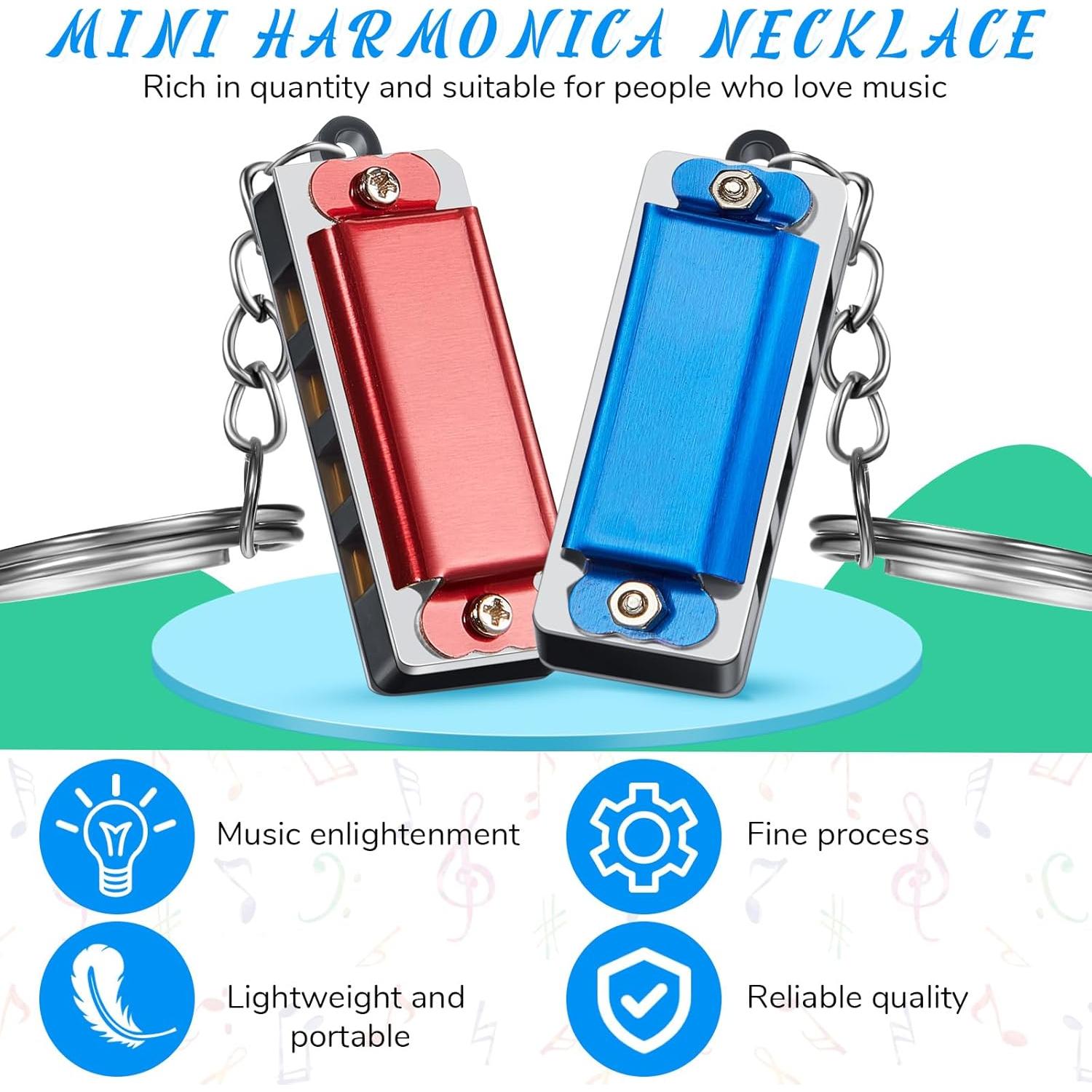 16 Mini Armónicas Llavero Ecally Multicolor 4 Agujeros