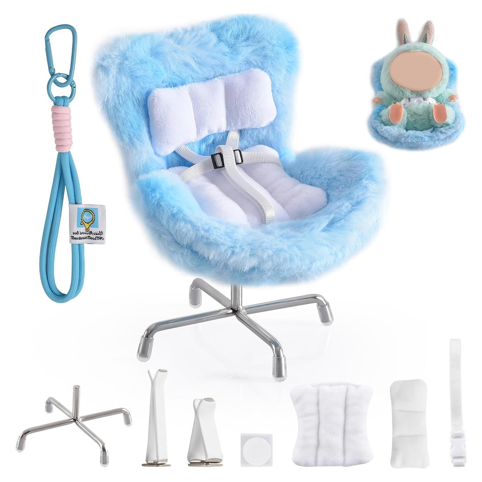 Asiento de Coche para Muñecas Ciunura Azul 17cm con Clip