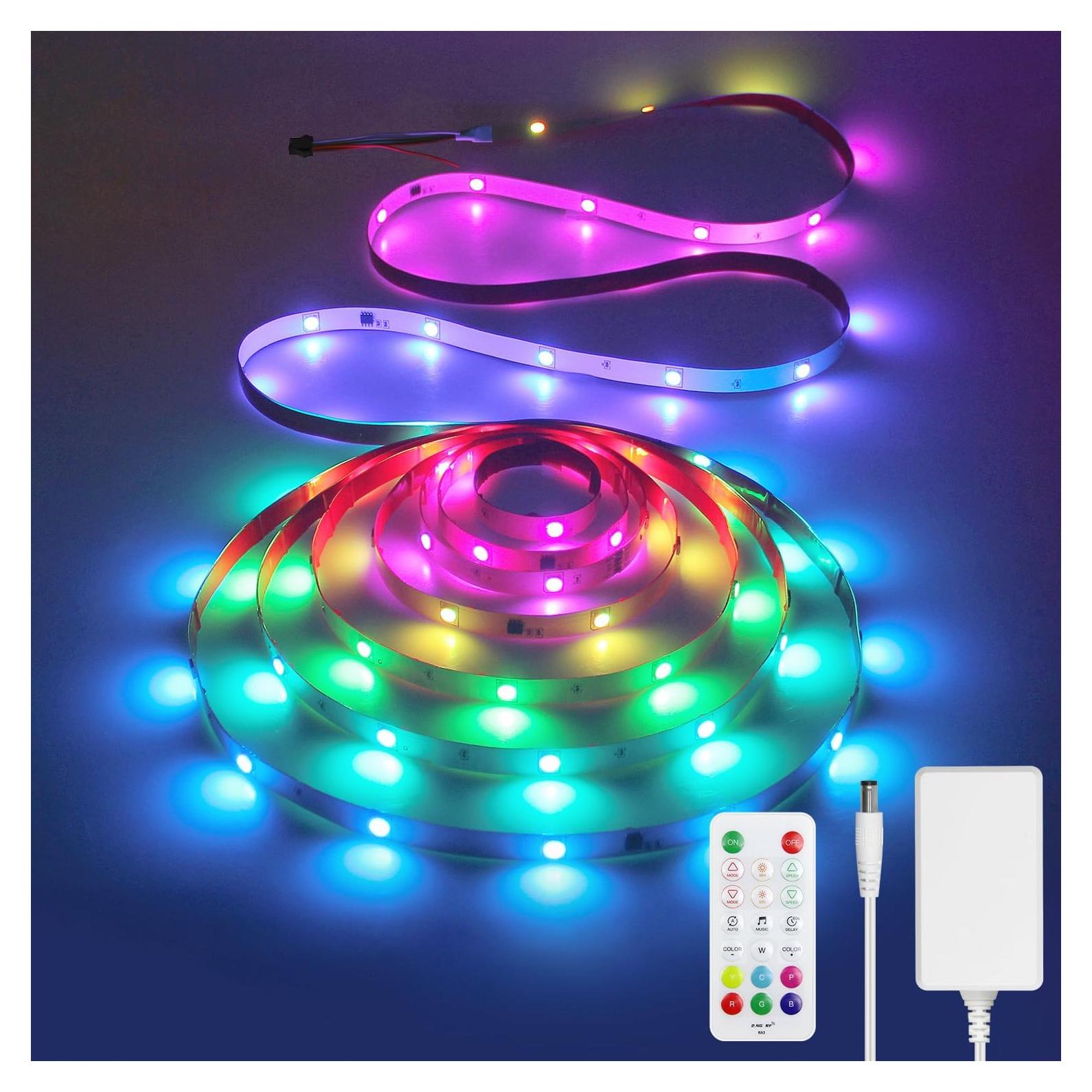 Tira LED RGB IC 5M Aclorol con Control APP y Sincronización de Música