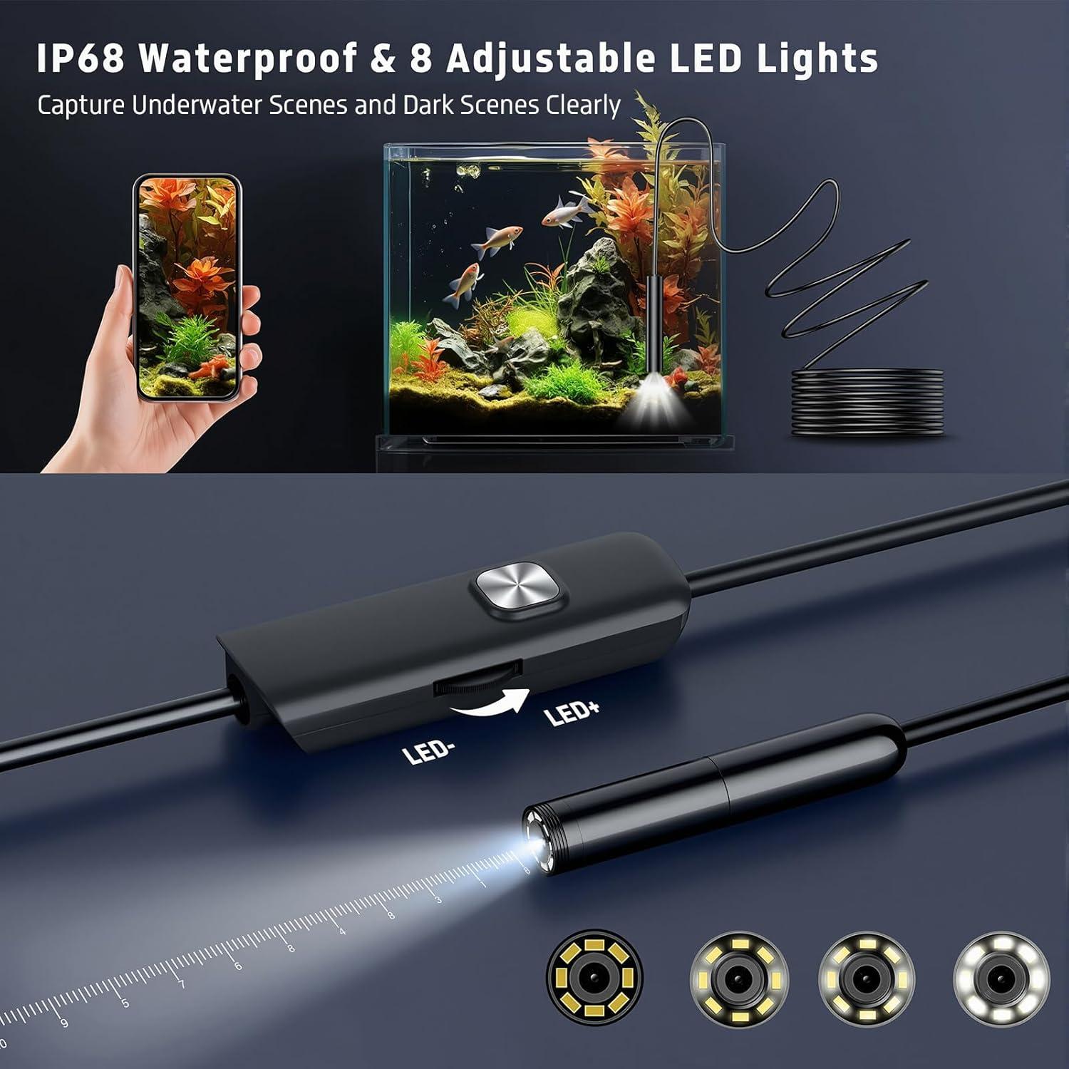 Cámara Endoscópica HD 1920P Medetayi 5m con Luz LED Ajustable