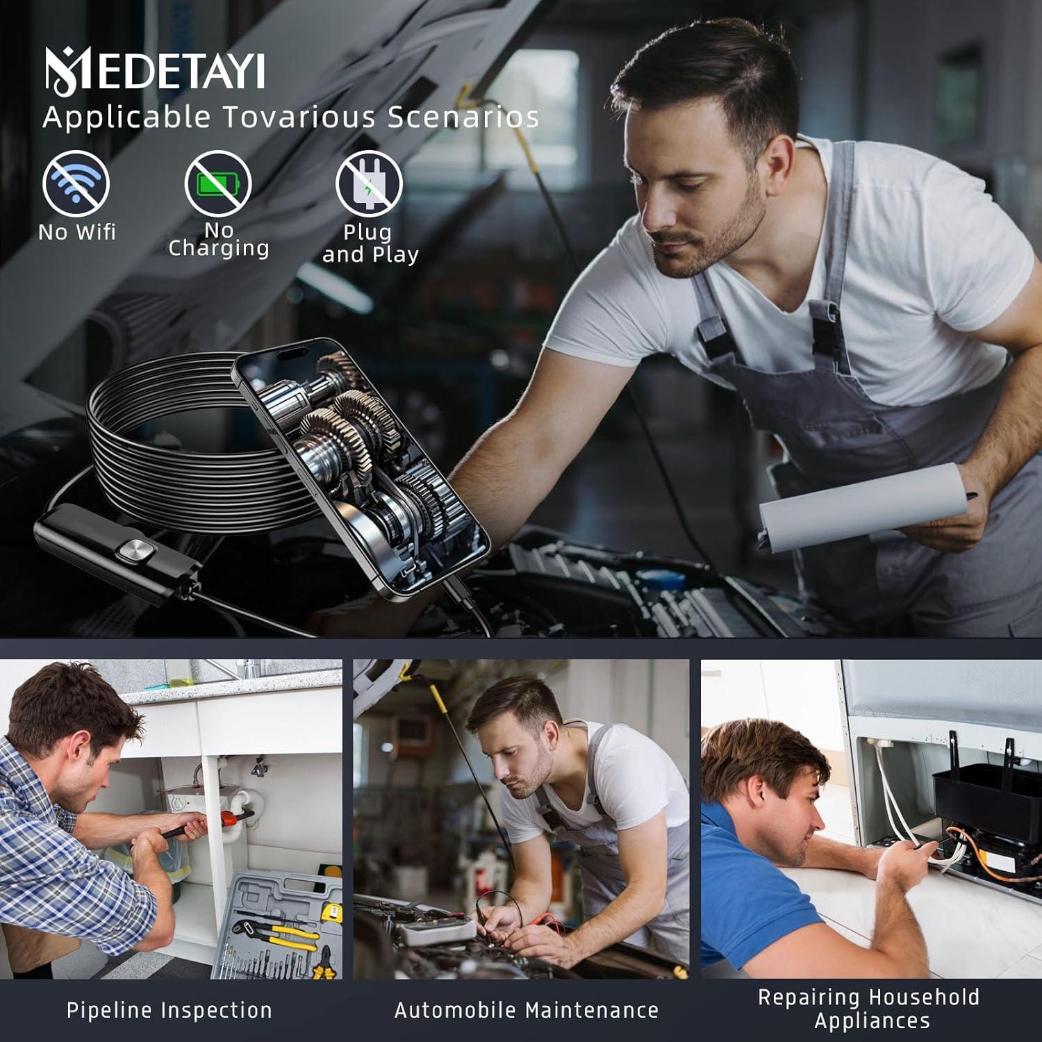 Cámara Endoscópica HD 1920P Medetayi 5m con Luz LED Ajustable