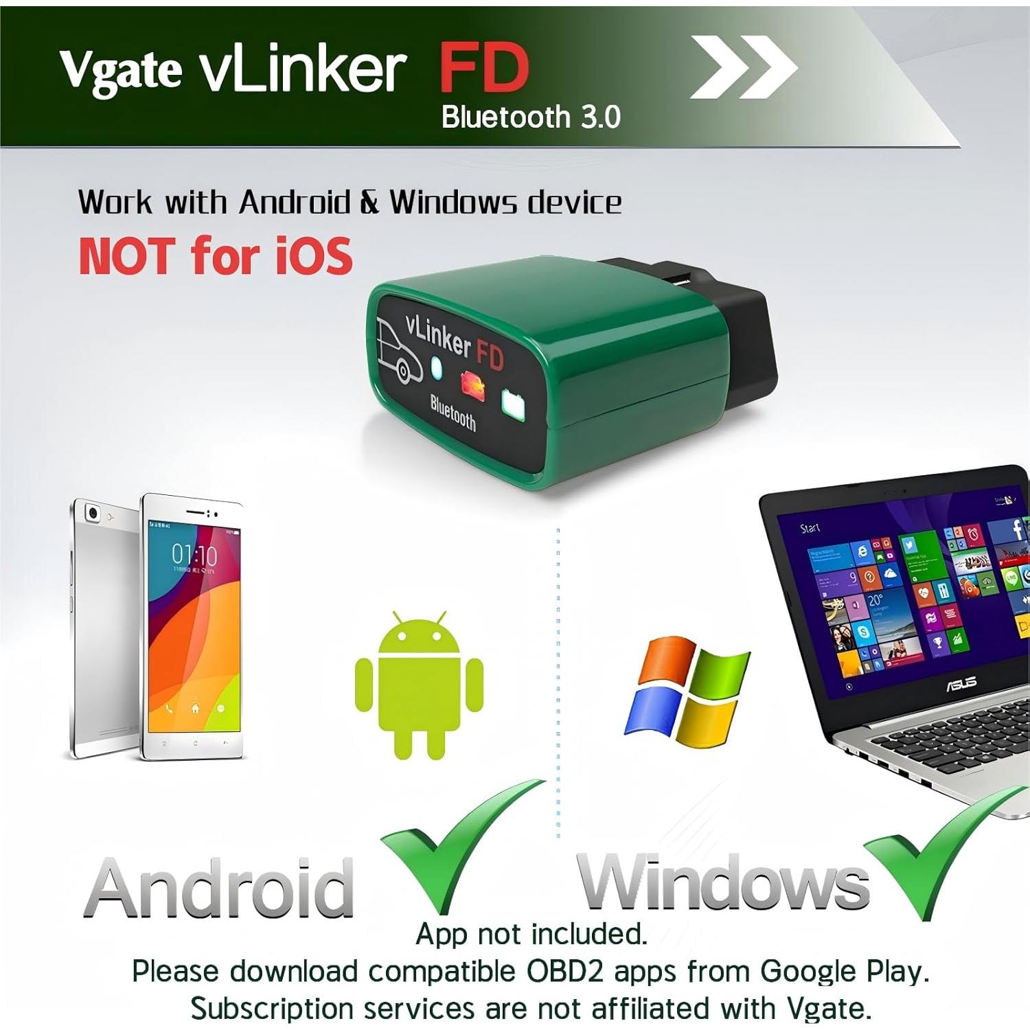 Vgate vLinker FD Lector OBD2 Bluetooth 3.0 para Android y Windows