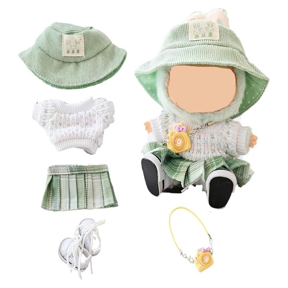 Conjunto de Ropa para Muñeca Labubu 15-17 cm 5 Piezas Verde