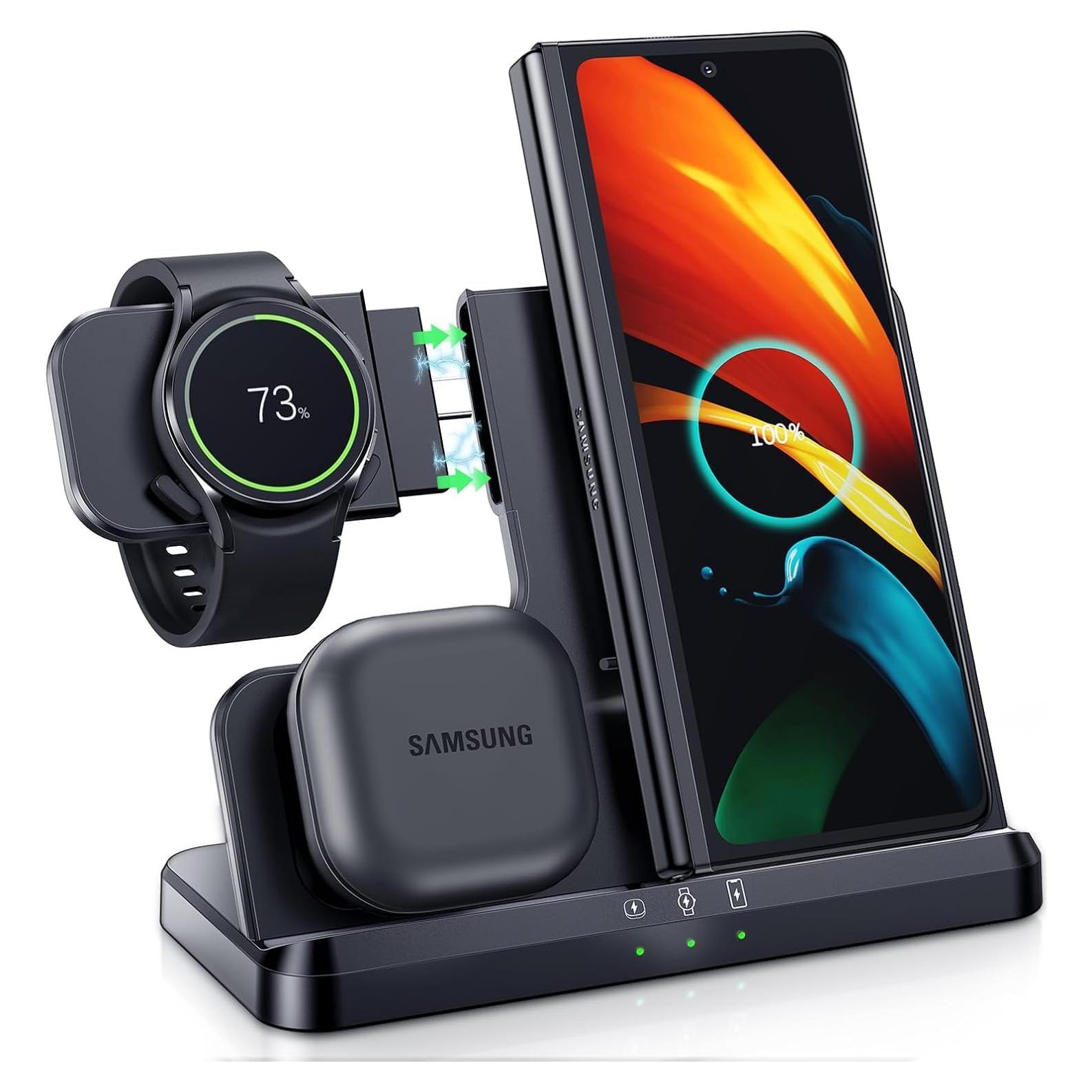 Cargador Inalámbrico LK 3 en 1 para Samsung Galaxy y Watch Negro