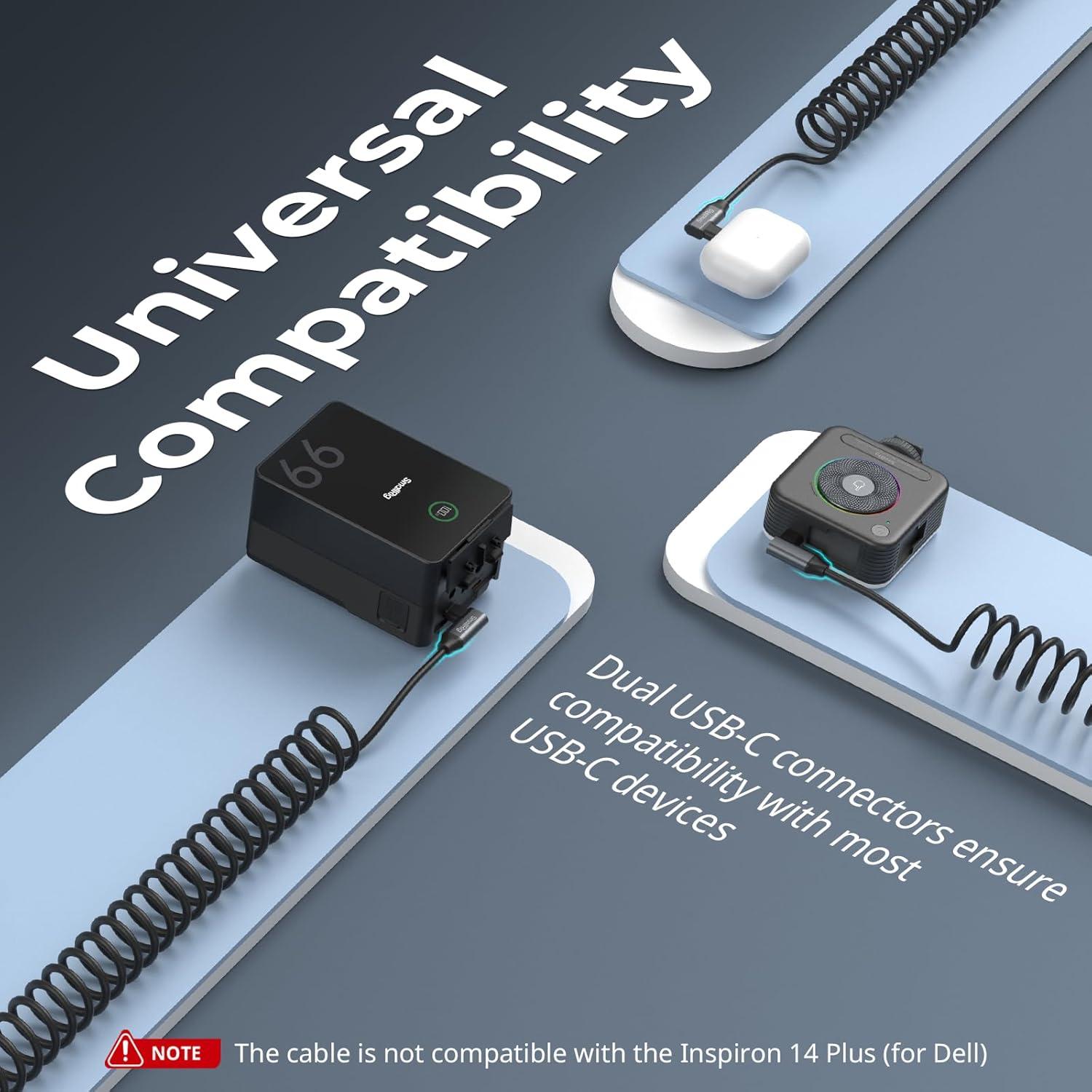 Cable USB C Enrollado 0.6m SmallRig 20Gbps Carga Rápida