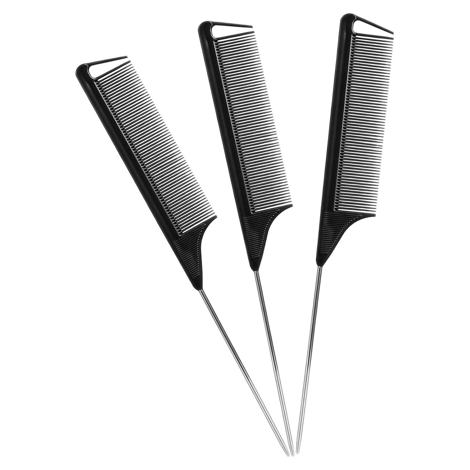 Juego de 3 Peines de Cola de Rata Kunihiko - Negro, Estilo Profesional