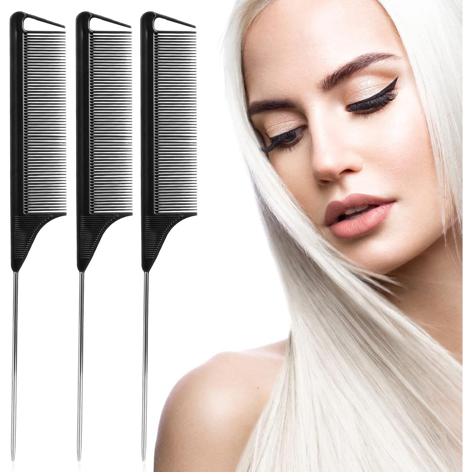 Juego de 3 Peines de Cola de Rata Kunihiko - Negro, Estilo Profesional