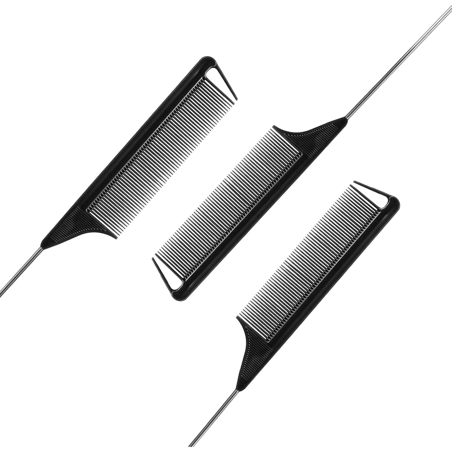 Juego de 3 Peines de Cola de Rata Kunihiko - Negro, Estilo Profesional