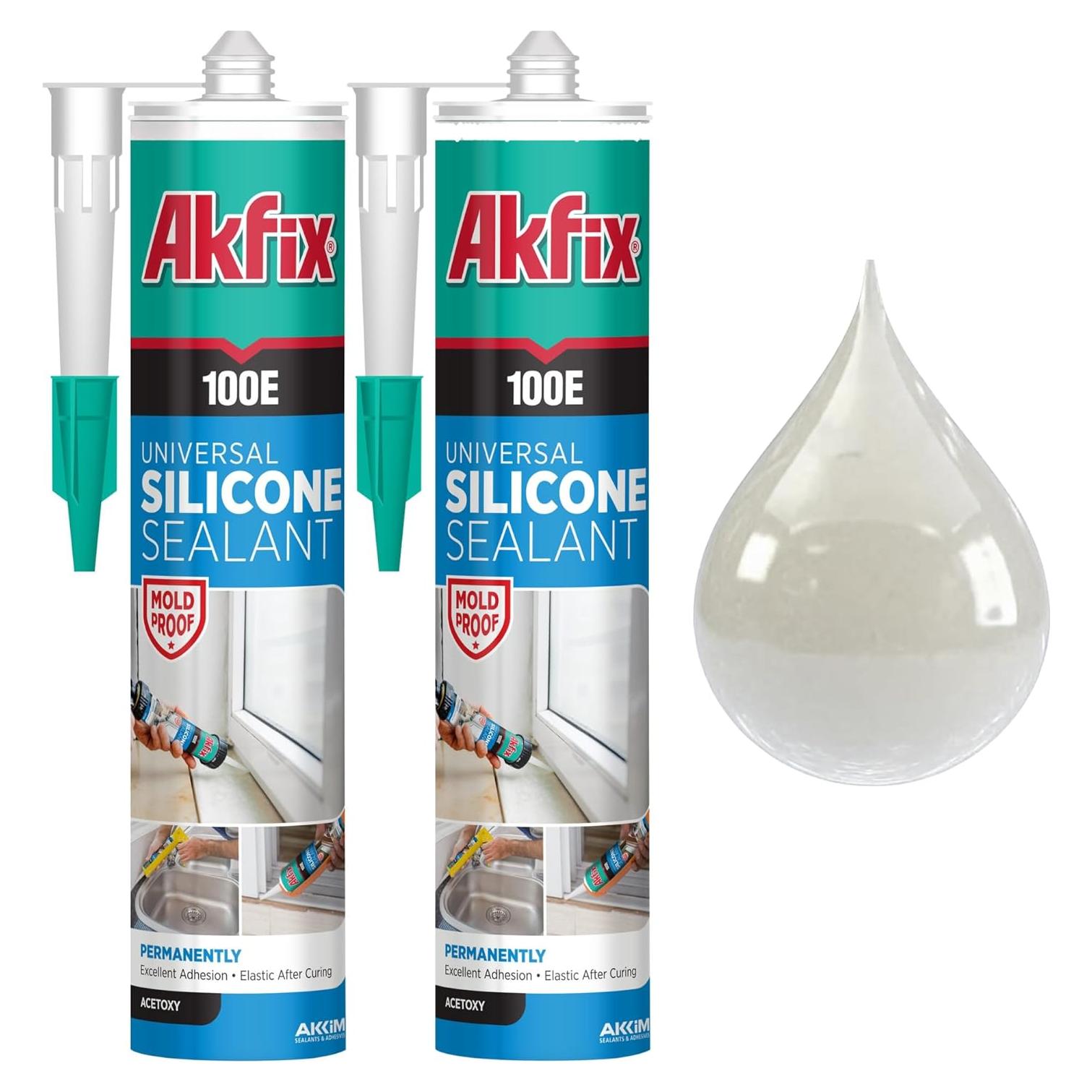 Sellador de Silicona RTV Akfix 100E Transparente 2 Paquete