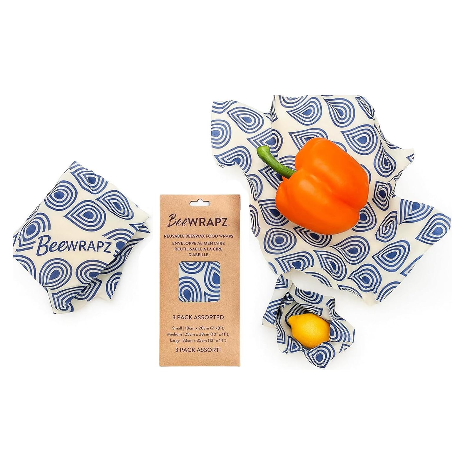 BeeWRAPZ Envolturas de Cera de Abeja Reutilizables - 3 Piezas