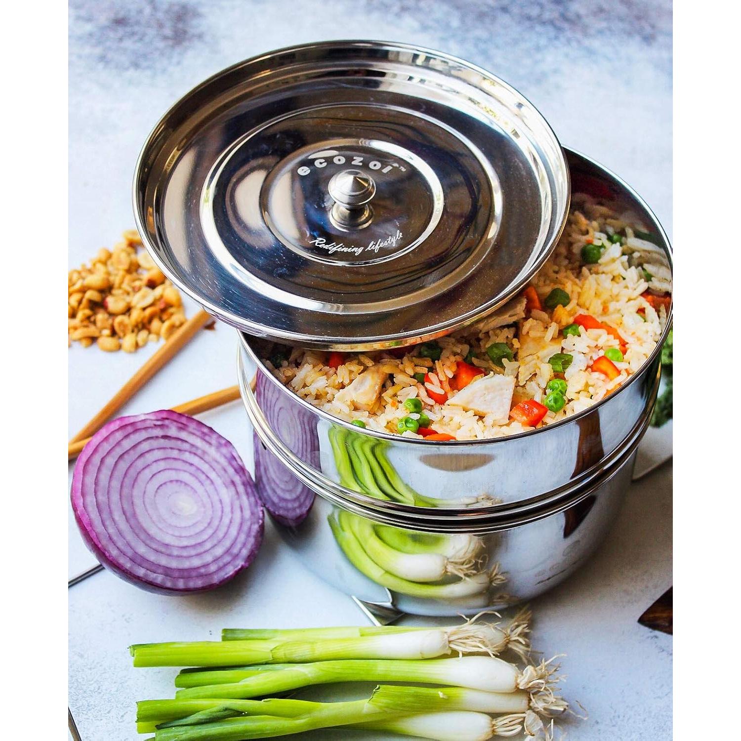 Inserto de Vapor Ecozoi 2 Niveles Acero Inoxidable 3-5 Qt