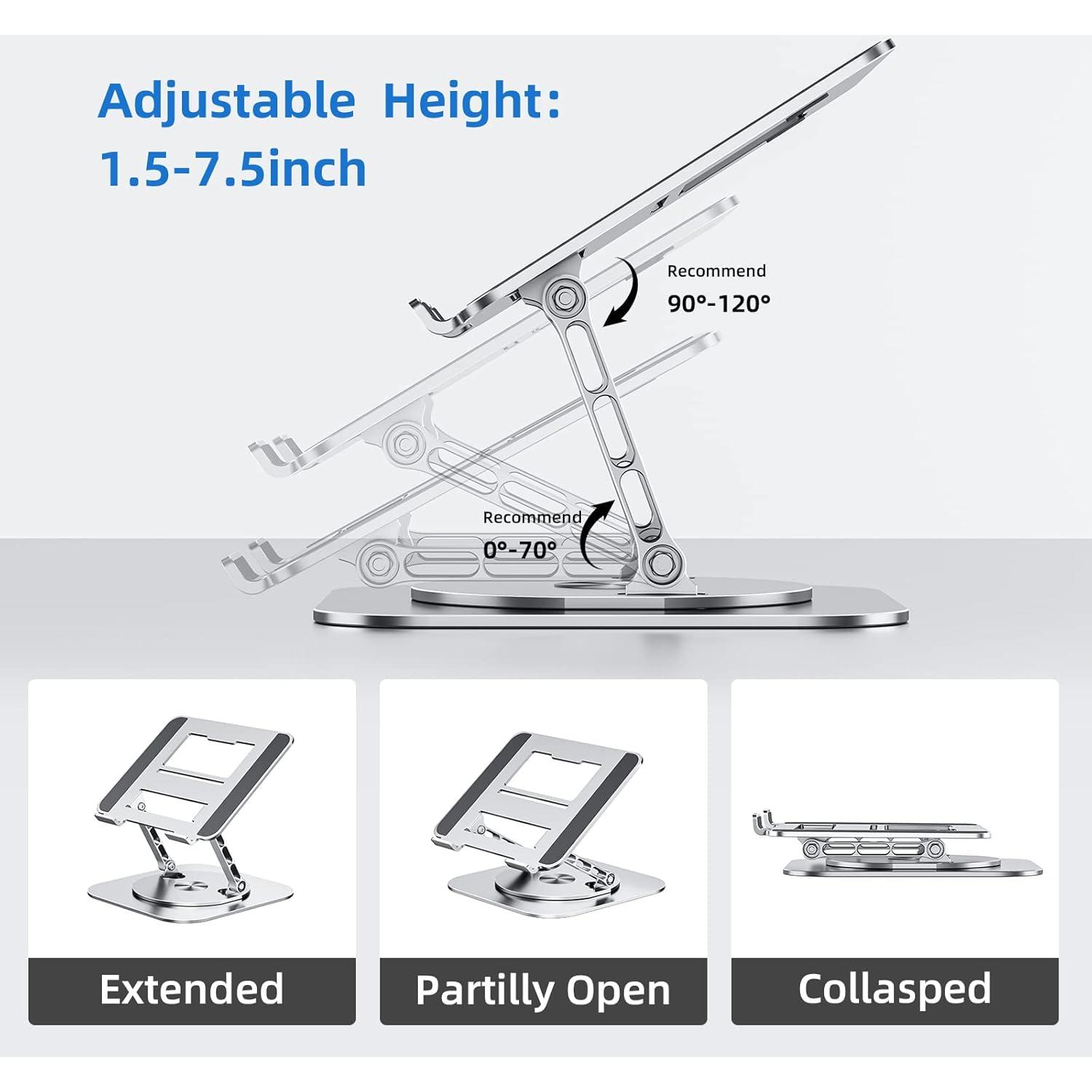 Soporte de Laptop Ajustable MCHOSE Ergonómico 360° Plata