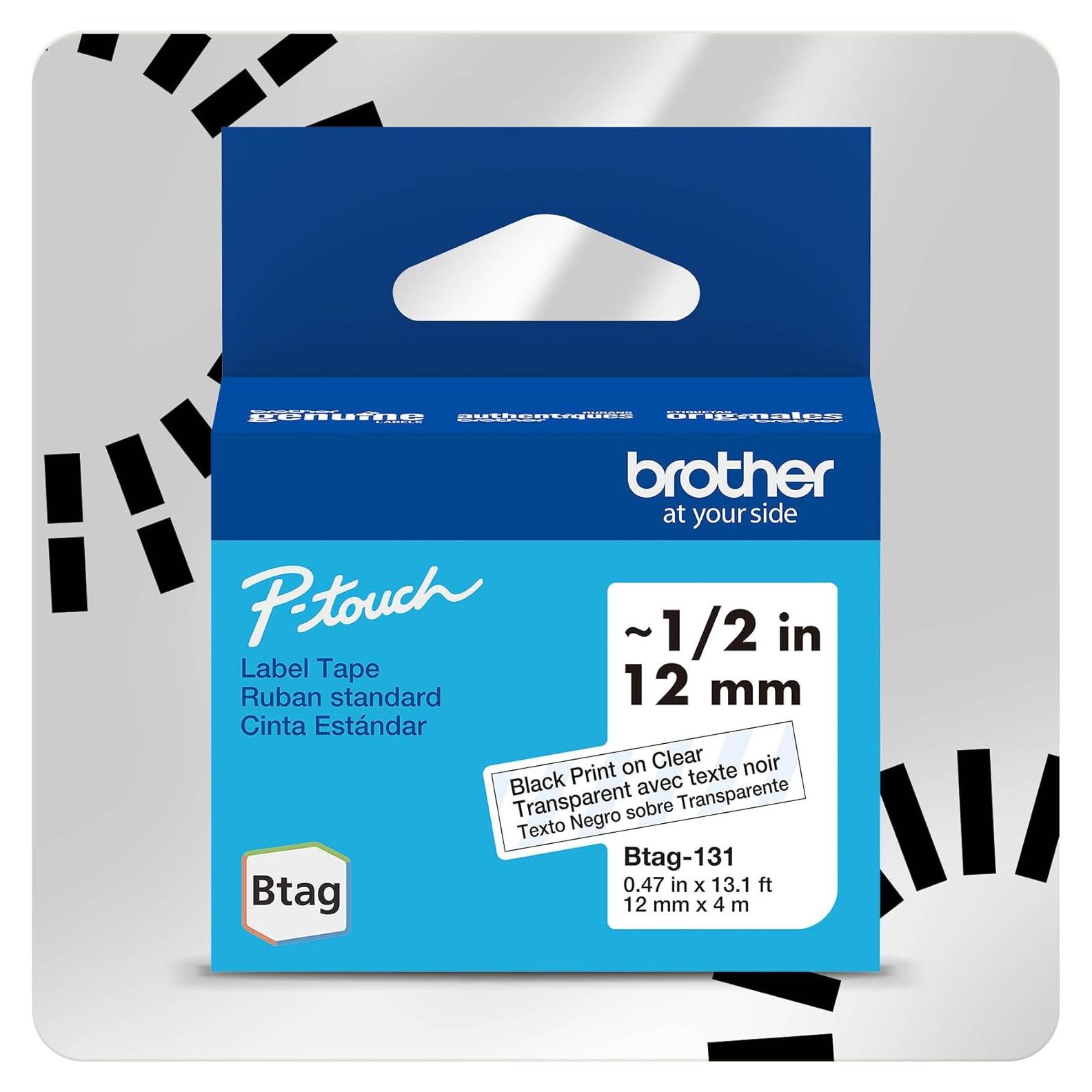 Cinta de Etiqueta Brother Btag131 12mm x 4m Transparente