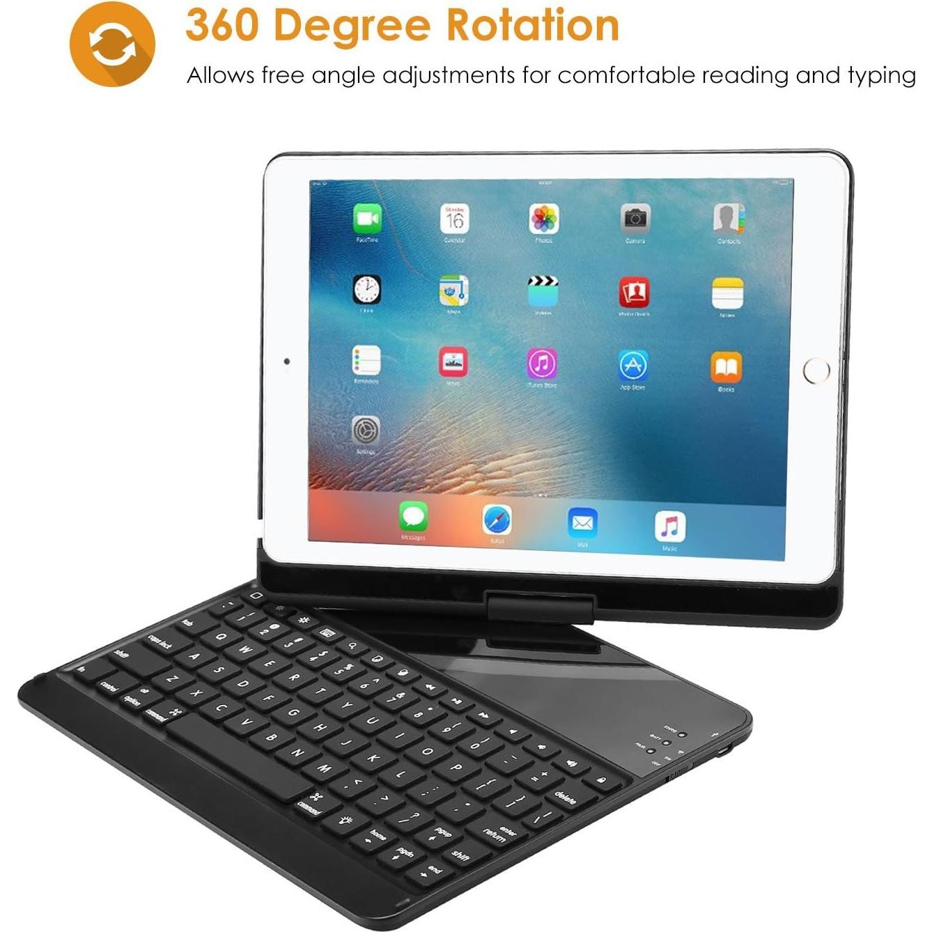 ProCase Funda con Teclado Inalámbrico para iPad 9.7 - Negro