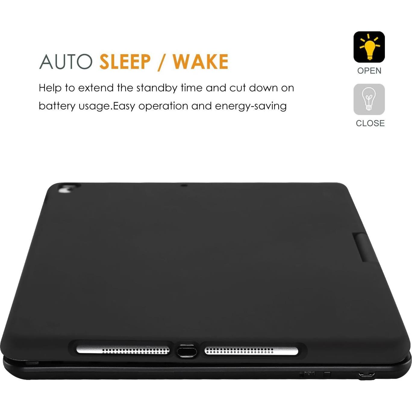 ProCase Funda con Teclado Inalámbrico para iPad 9.7 - Negro