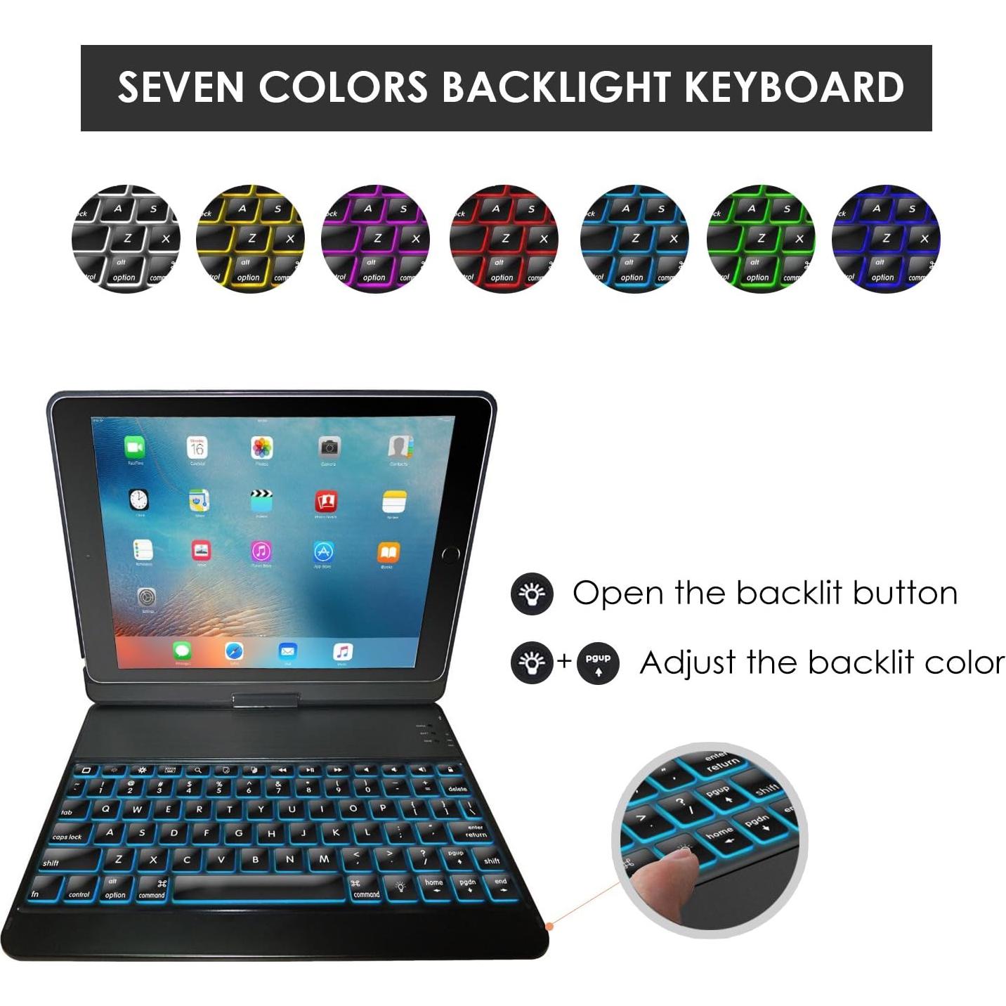 ProCase Funda con Teclado Inalámbrico para iPad 9.7 - Negro