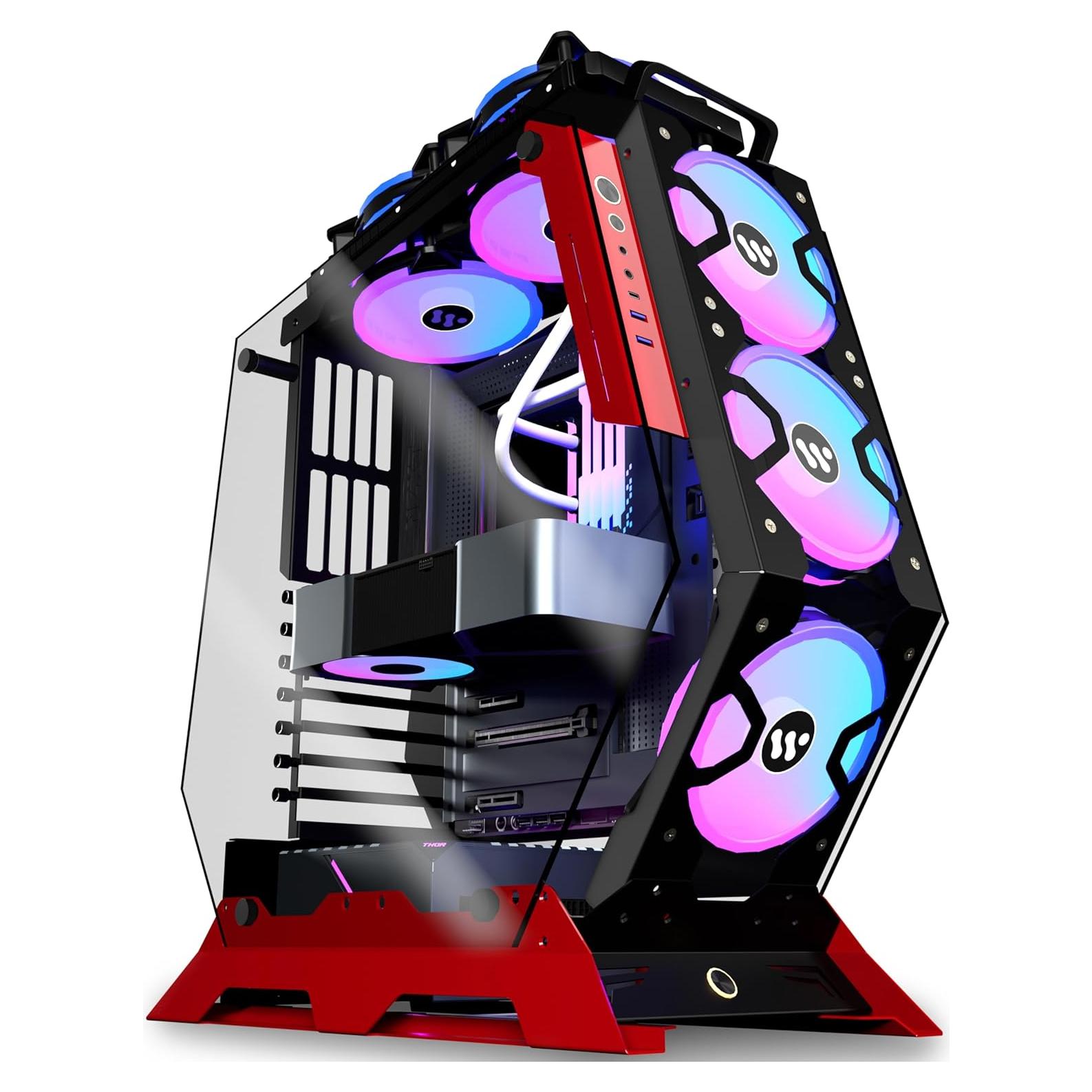 Caja de PC KEDIERS C570 ATX con Vidrio Templado y 5 Ventiladores ARGB