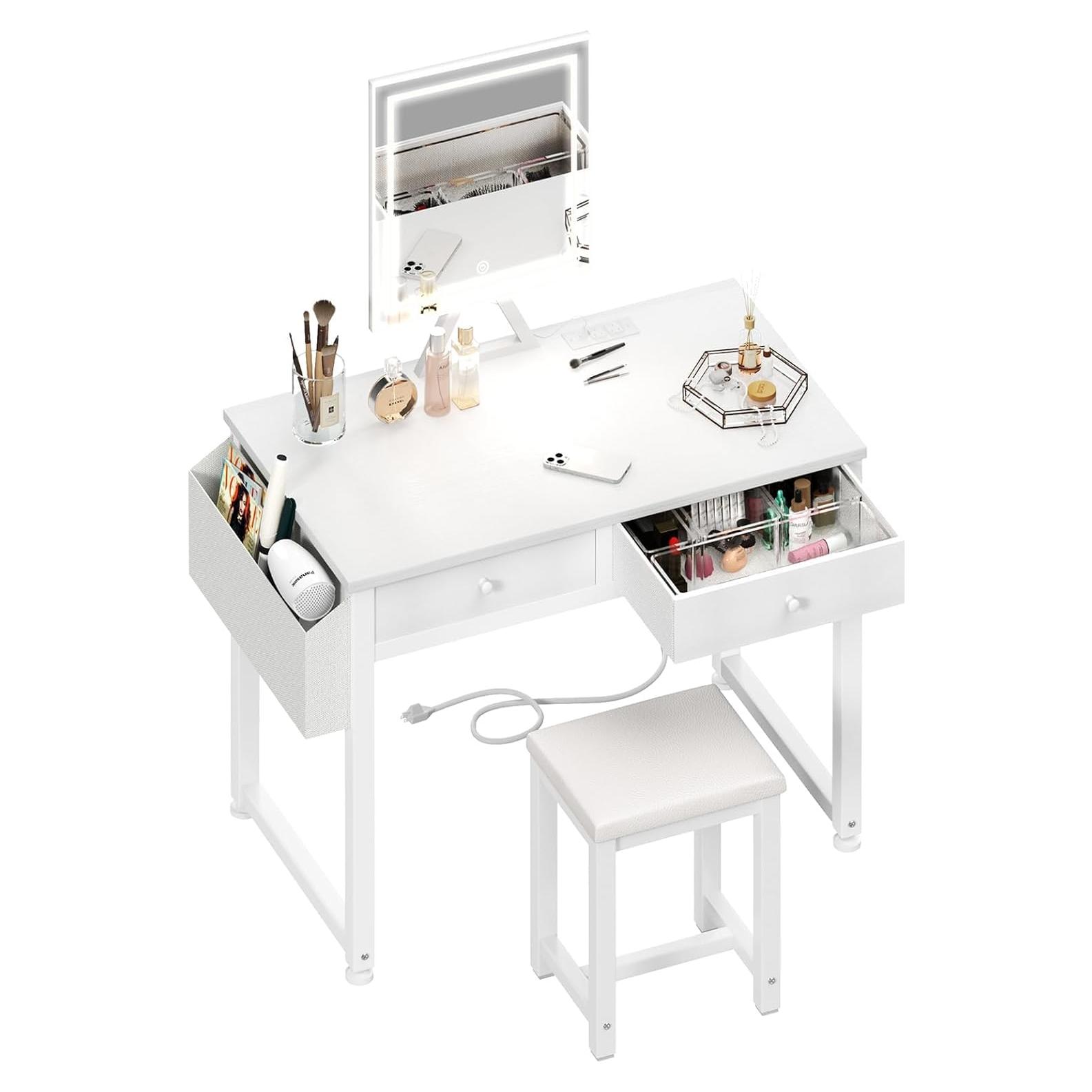 Escritorio de Maquillaje Lufeiya con Espejo y Luz LED 80 cm