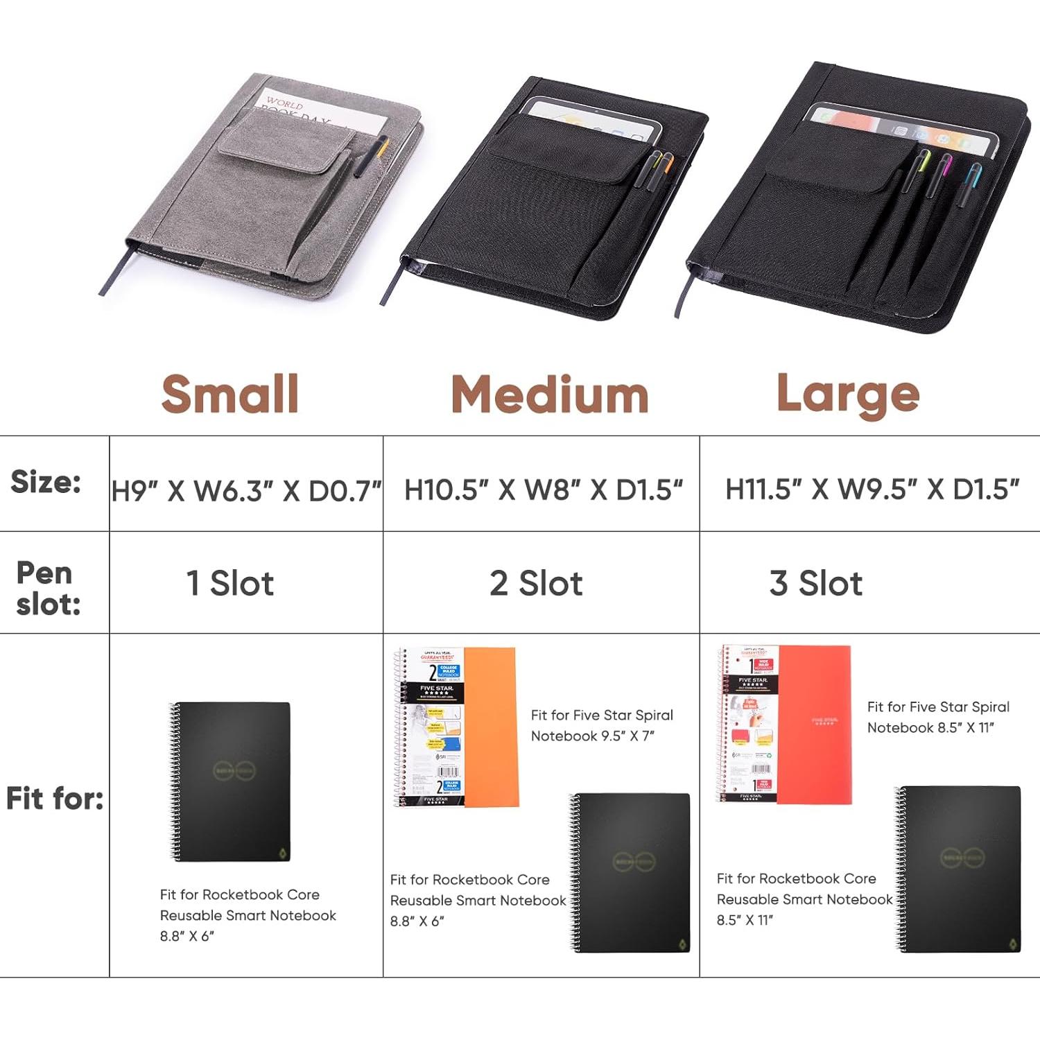 Cubierta de cuaderno APOFFICE S Gris con bolsillos y lazo