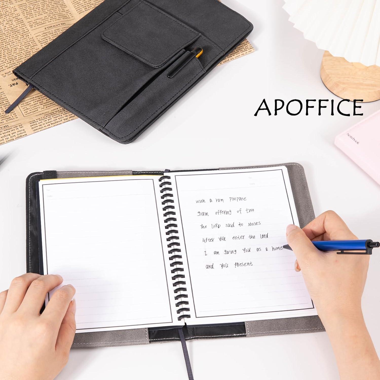 Cubierta de cuaderno APOFFICE S Gris con bolsillos y lazo